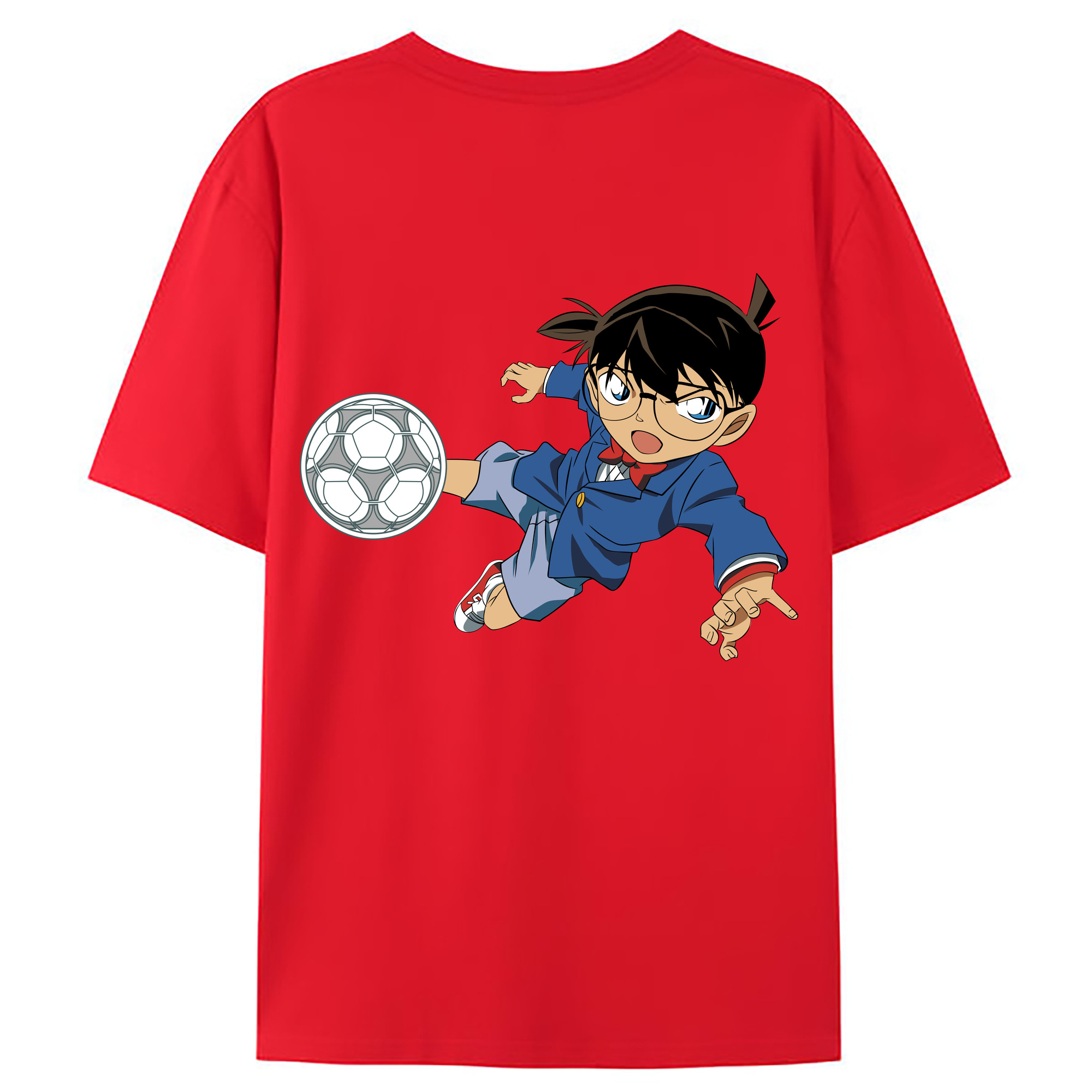 （画像用） 名探偵コナン 江戸川 コナン Detective Conan Conan Edogawa 綿100％ メンズ半袖Tシャツ（バックプリント） 通気性