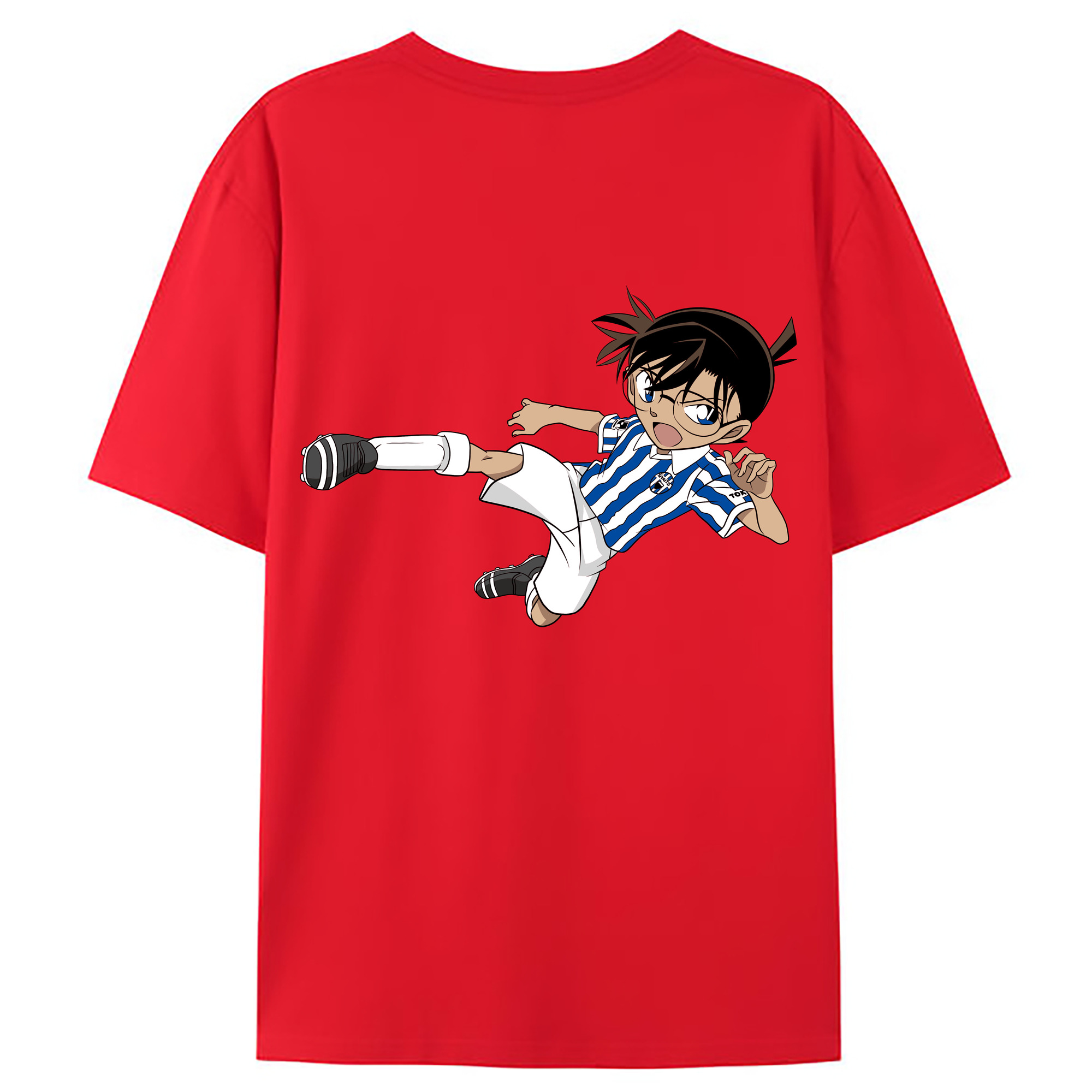 （画像用） 名探偵コナン 江戸川 コナン Detective Conan Conan Edogawa 綿100％ メンズ半袖Tシャツ（バックプリント） 通気性