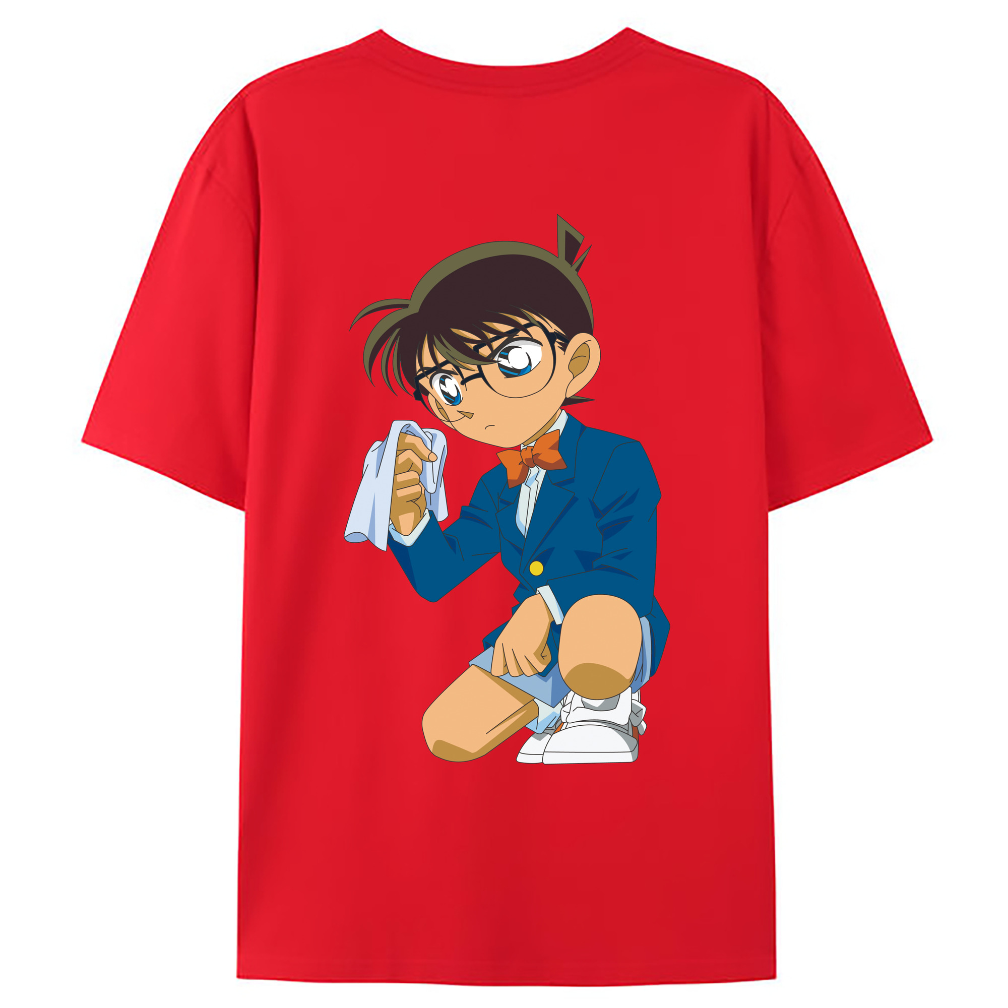 （画像用） 名探偵コナン 江戸川 コナン Detective Conan Conan Edogawa 綿100％ メンズ半袖Tシャツ（バックプリント） 通気性