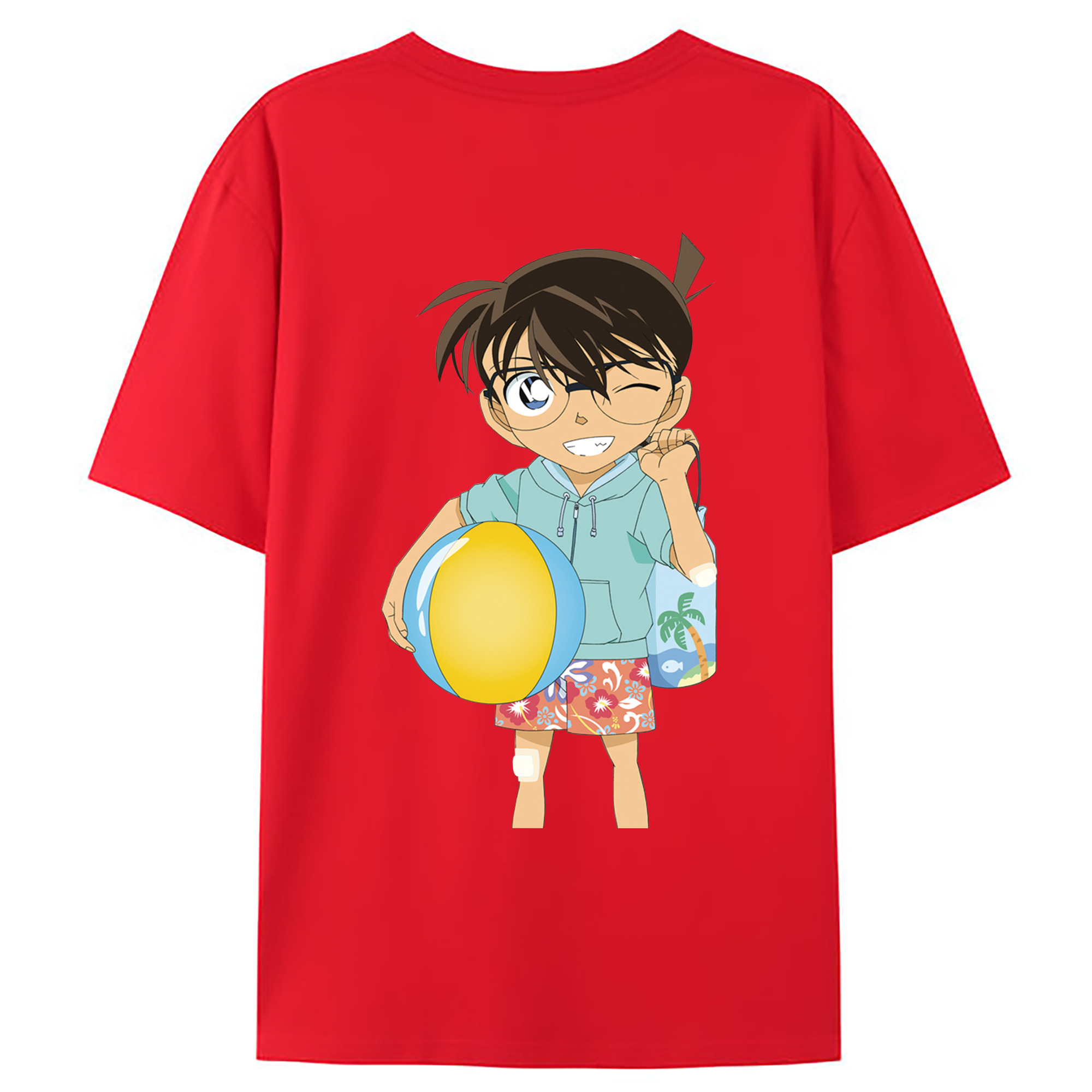 （画像用） 名探偵コナン 江戸川 コナン Detective Conan Conan Edogawa 綿100％ メンズ半袖Tシャツ（バックプリント） 通気性