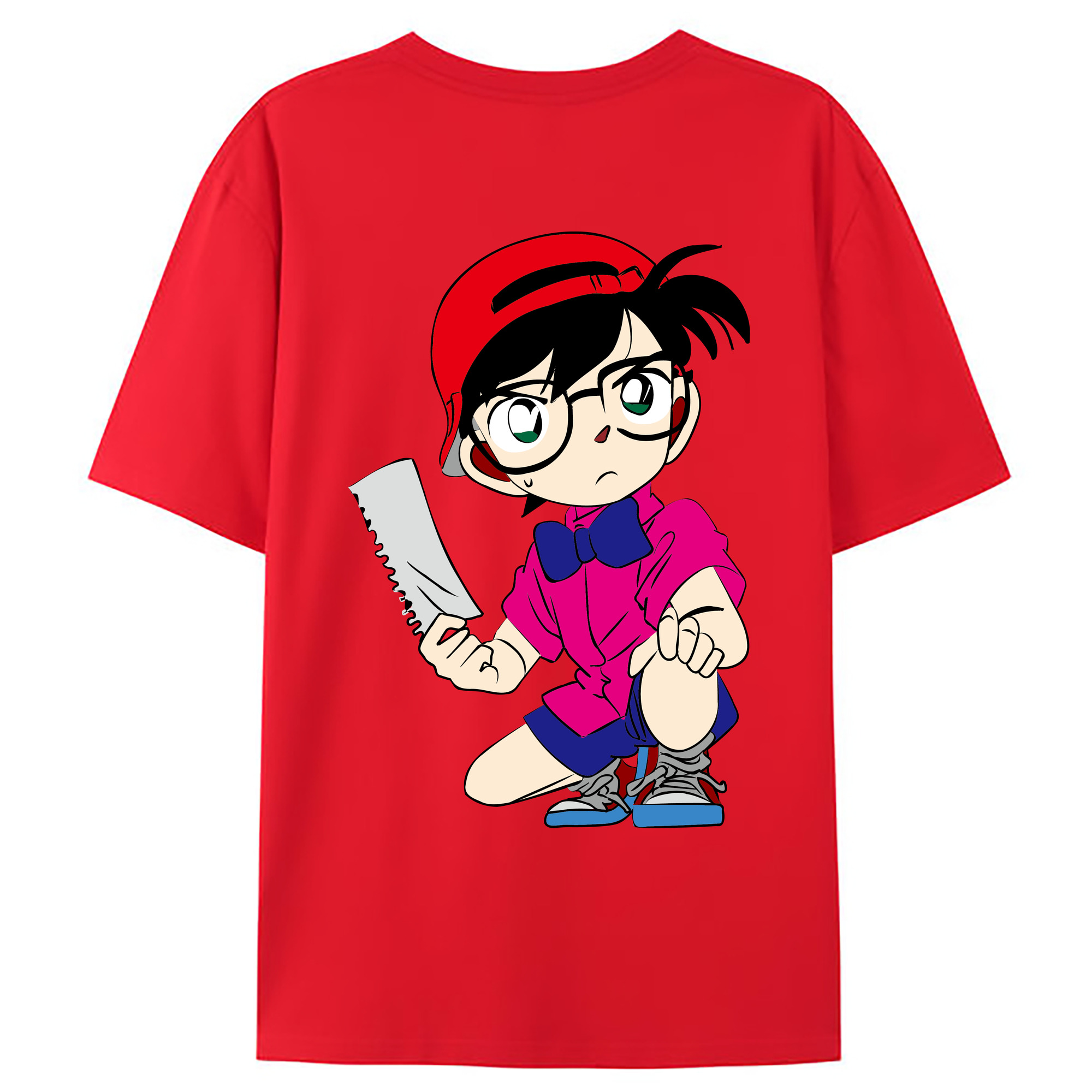 （画像用） 名探偵コナン 江戸川 コナン Detective Conan Conan Edogawa 綿100％ メンズ半袖Tシャツ（バックプリント） 通気性
