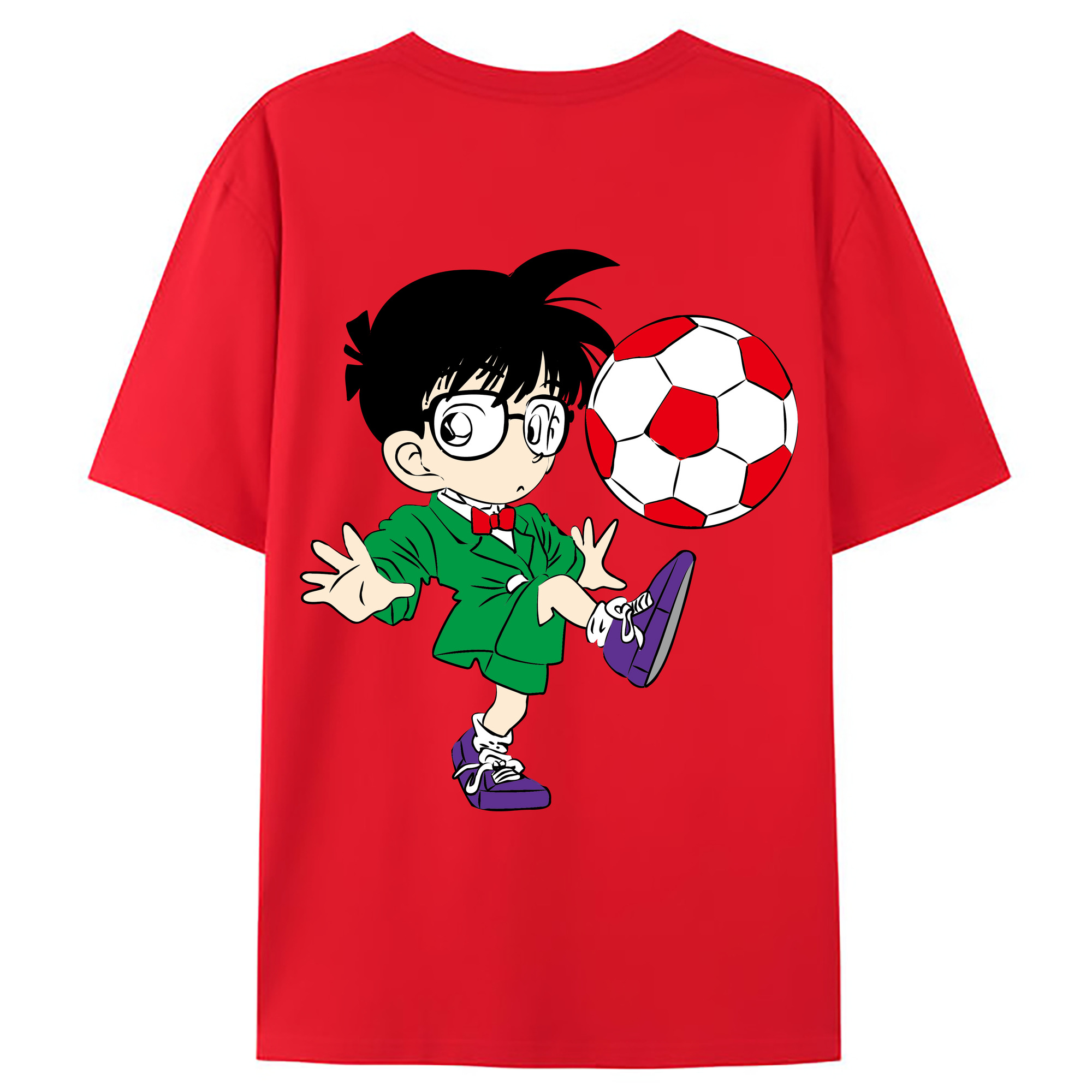 （画像用） 名探偵コナン 江戸川 コナン Detective Conan Conan Edogawa 綿100％ メンズ半袖Tシャツ（バックプリント） 通気性