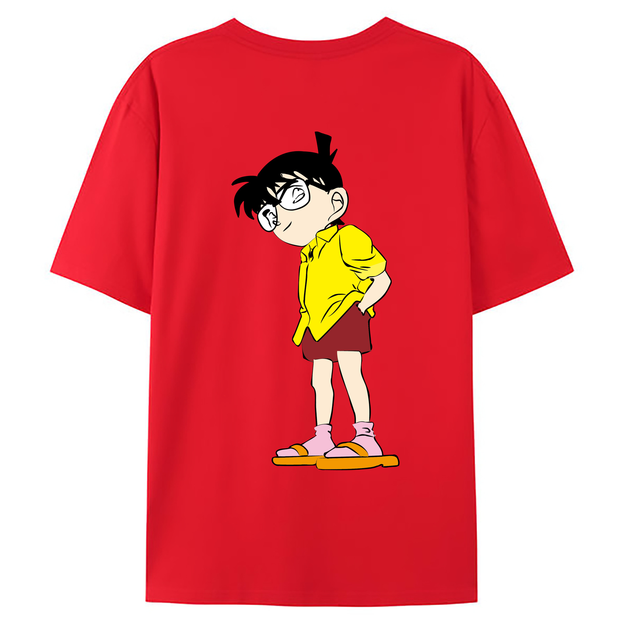 （画像用） 名探偵コナン 江戸川 コナン Detective Conan Conan Edogawa 綿100％ メンズ半袖Tシャツ（バックプリント） 通気性