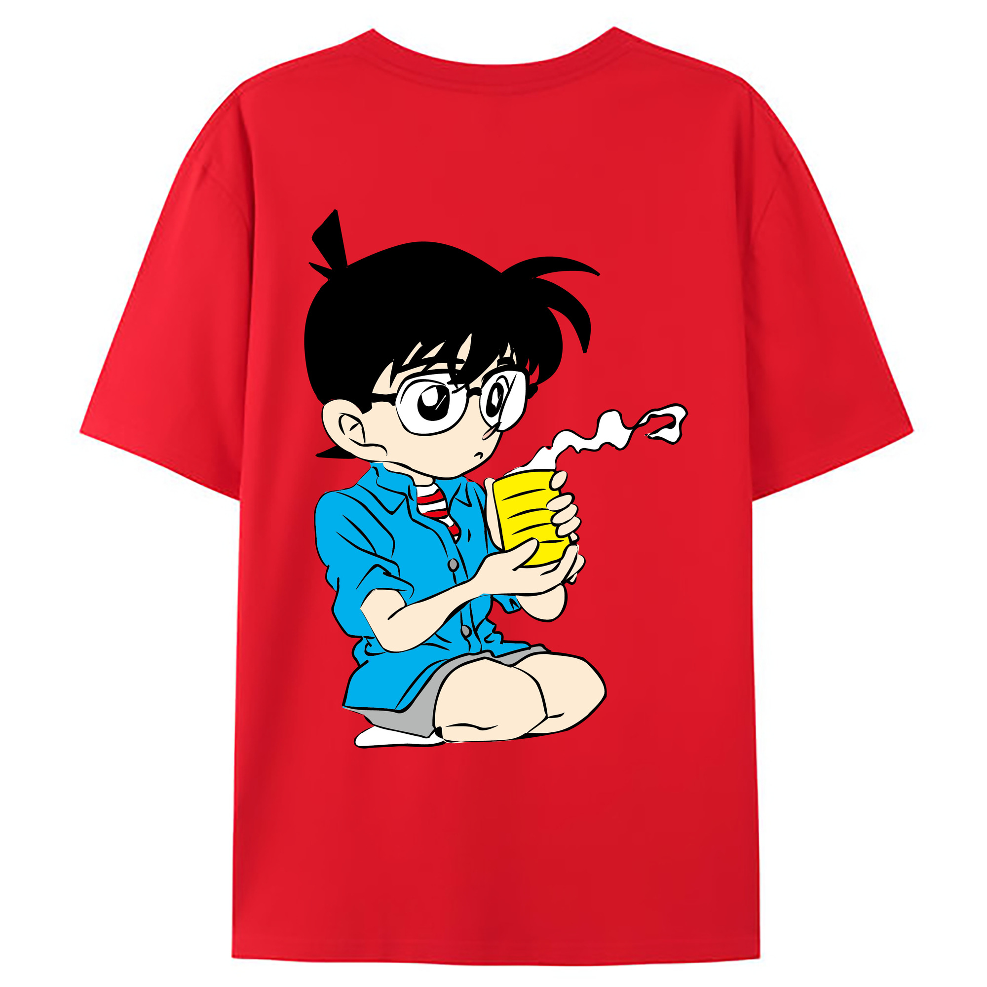 （画像用） 名探偵コナン 江戸川 コナン Detective Conan Conan Edogawa 綿100％ メンズ半袖Tシャツ（バックプリント） 通気性