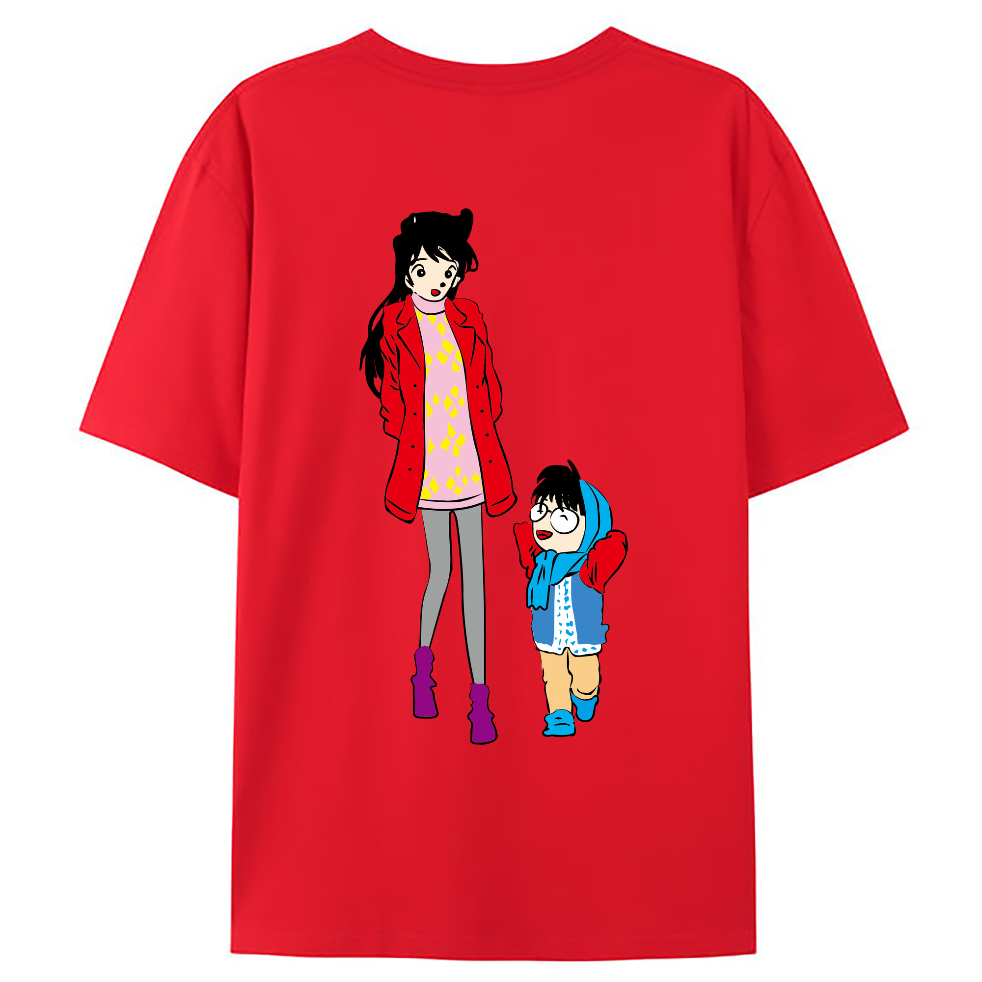 （画像用） 名探偵コナン 江戸川 コナン Detective Conan Conan Edogawa 綿100％ メンズ半袖Tシャツ（バックプリント） 通気性