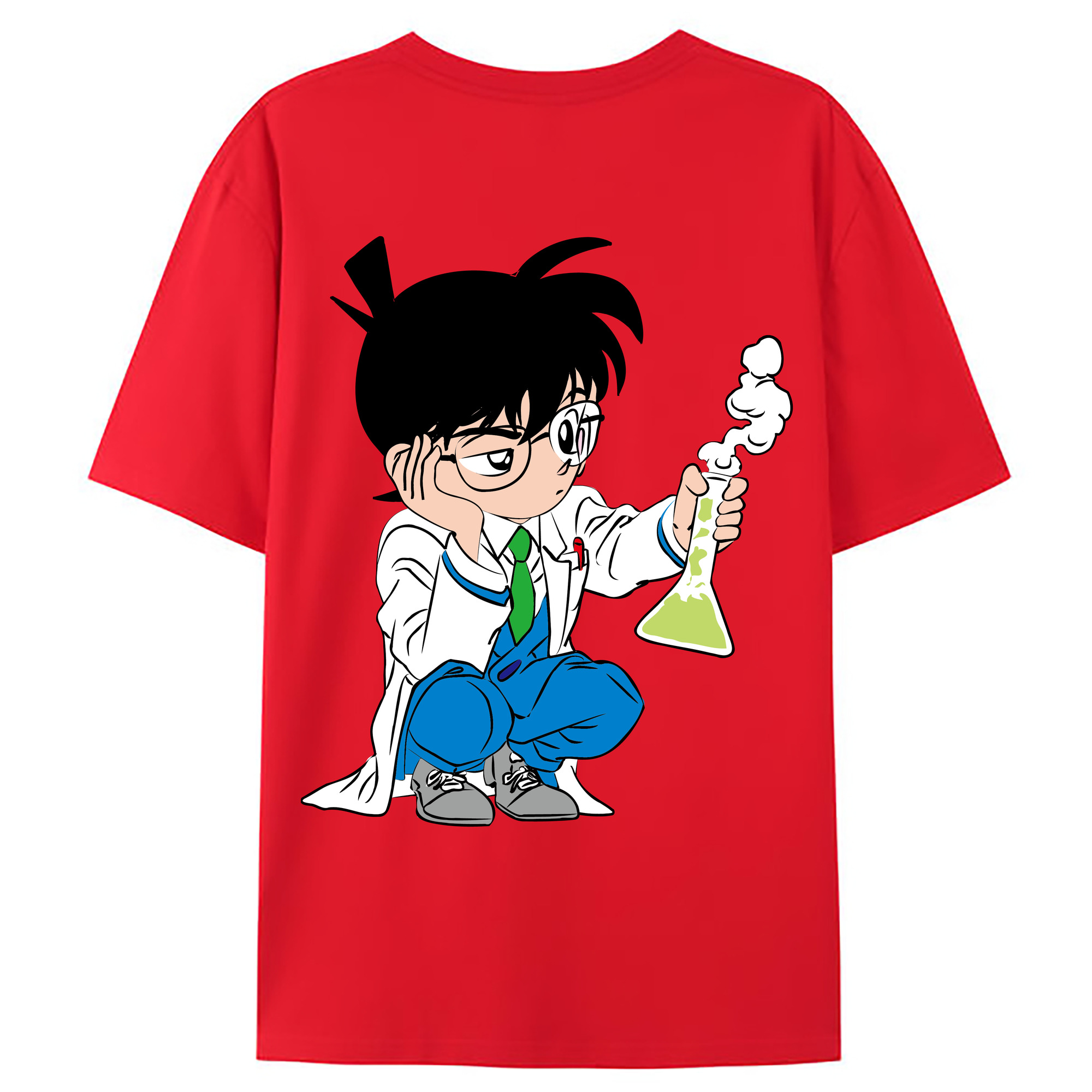 （画像用） 名探偵コナン 江戸川 コナン Detective Conan Conan Edogawa 綿100％ メンズ半袖Tシャツ（バックプリント） 通気性