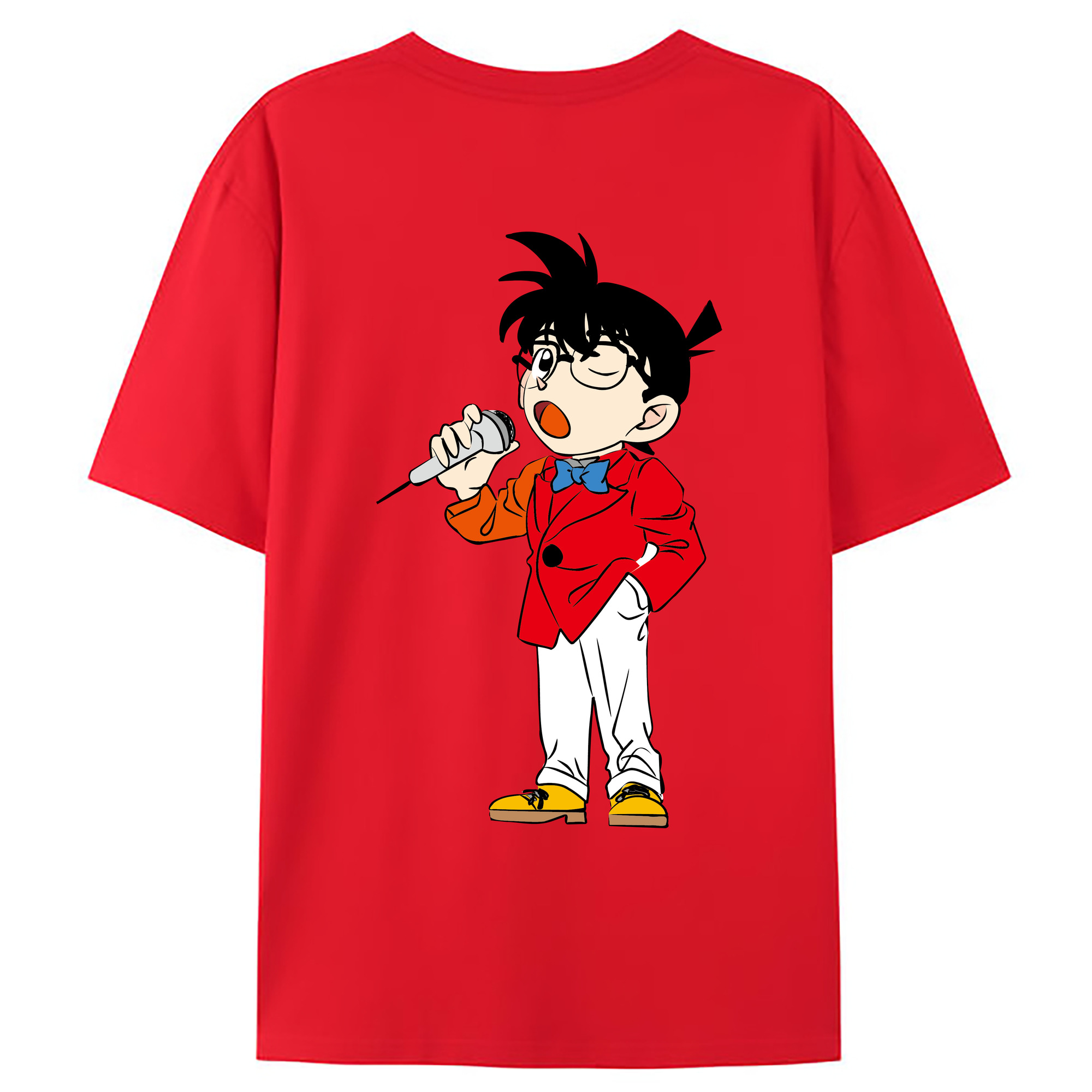 （画像用） 名探偵コナン 江戸川 コナン Detective Conan Conan Edogawa 綿100％ メンズ半袖Tシャツ（バックプリント） 通気性
