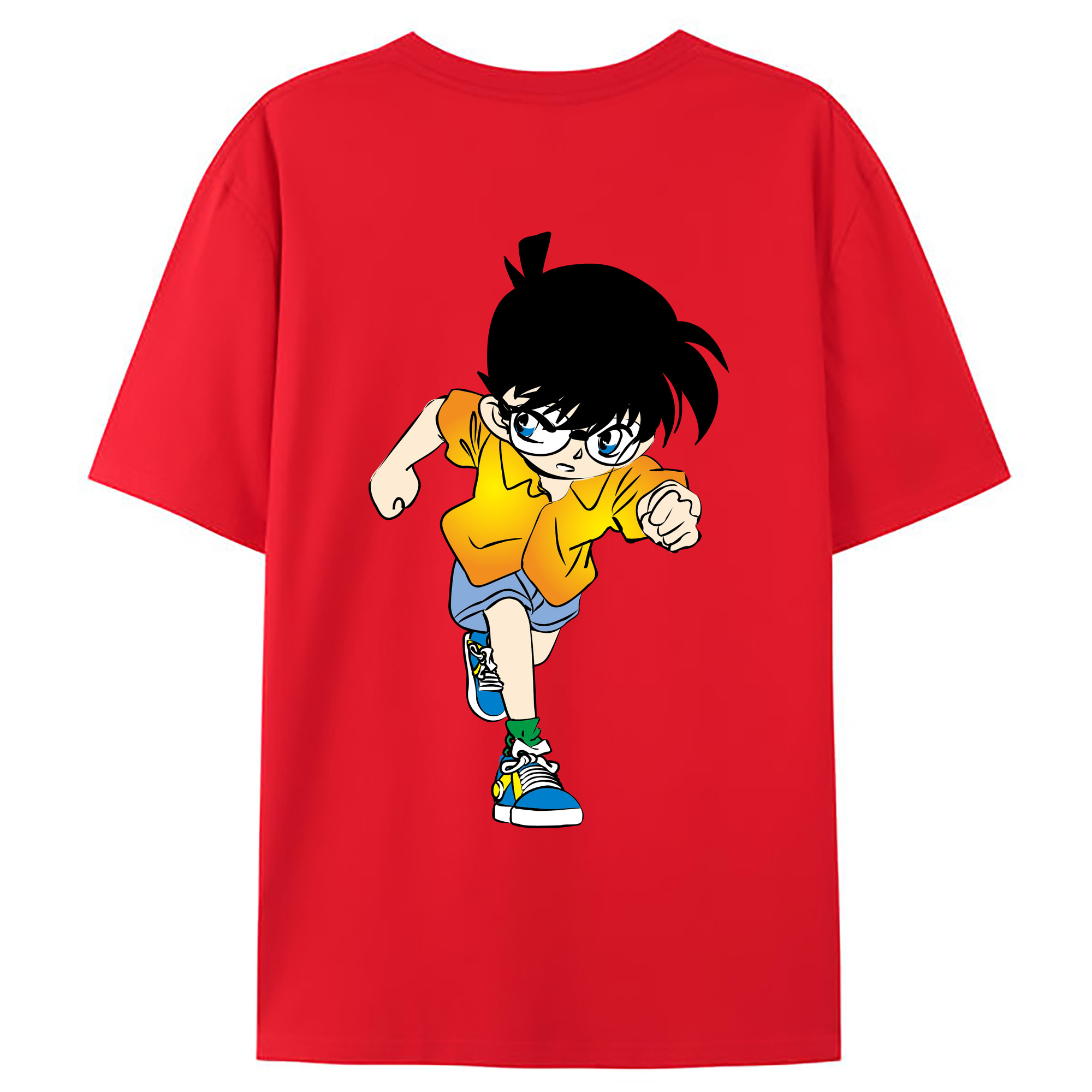 （画像用） 名探偵コナン 江戸川 コナン Detective Conan Conan Edogawa 綿100％ メンズ半袖Tシャツ（バックプリント） 通気性