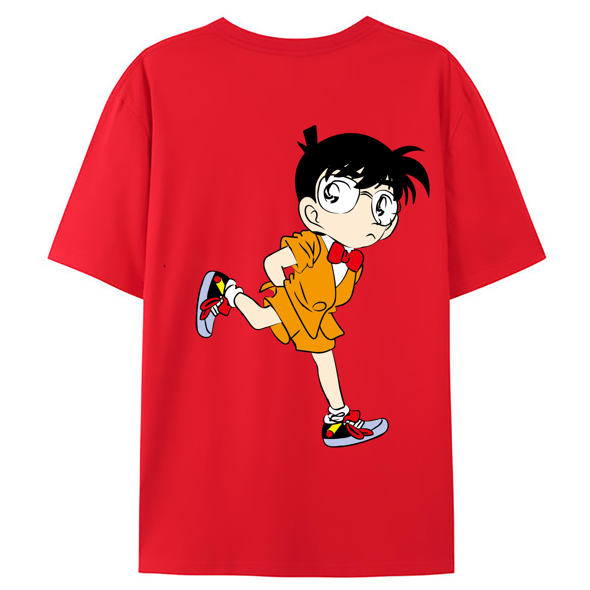 （画像用） 名探偵コナン 江戸川 コナン Detective Conan Conan Edogawa 綿100％ メンズ半袖Tシャツ（バックプリント） 通気性