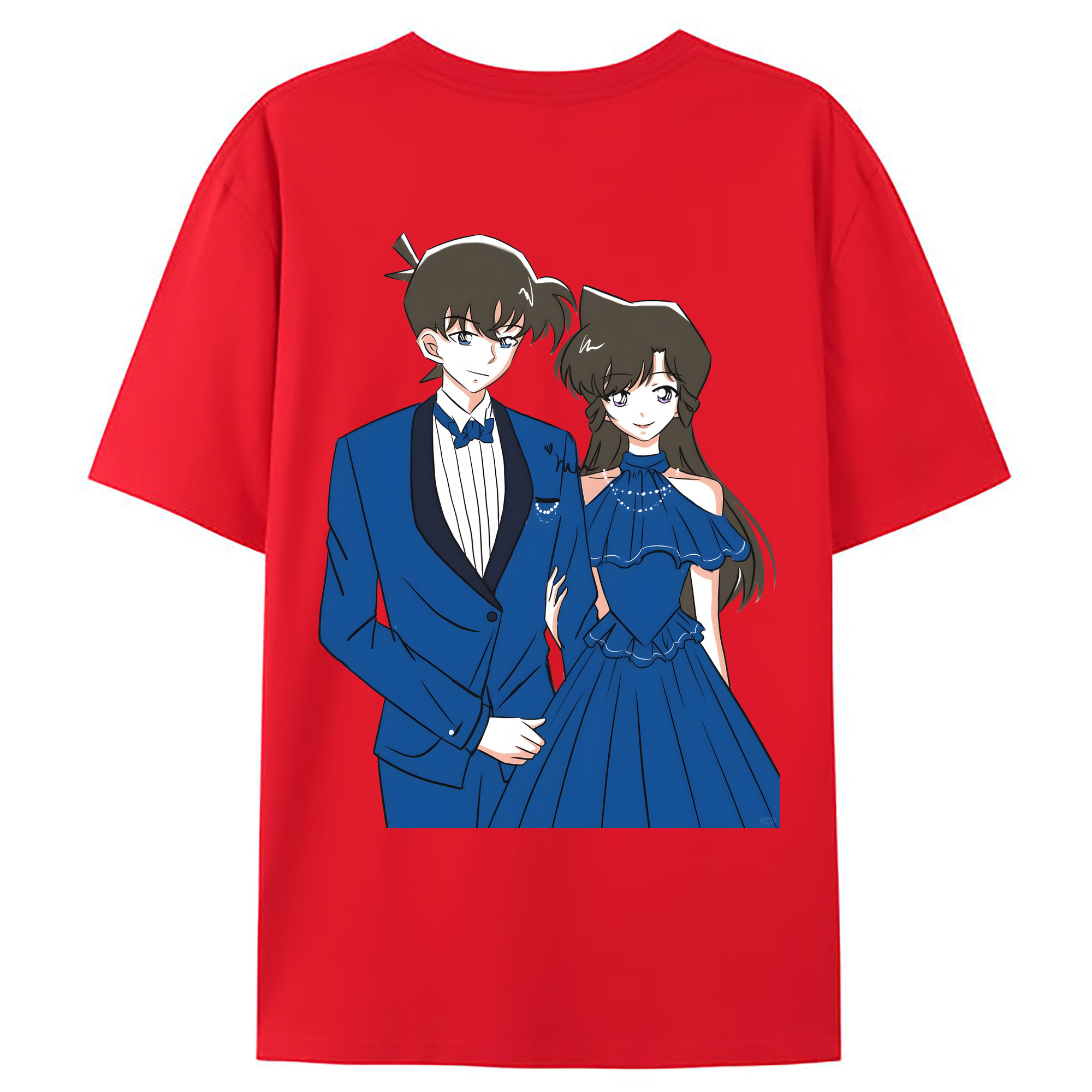 （画像用） 名探偵コナン 江戸川 コナン Detective Conan Conan Edogawa 綿100％ メンズ半袖Tシャツ（バックプリント） 通気性