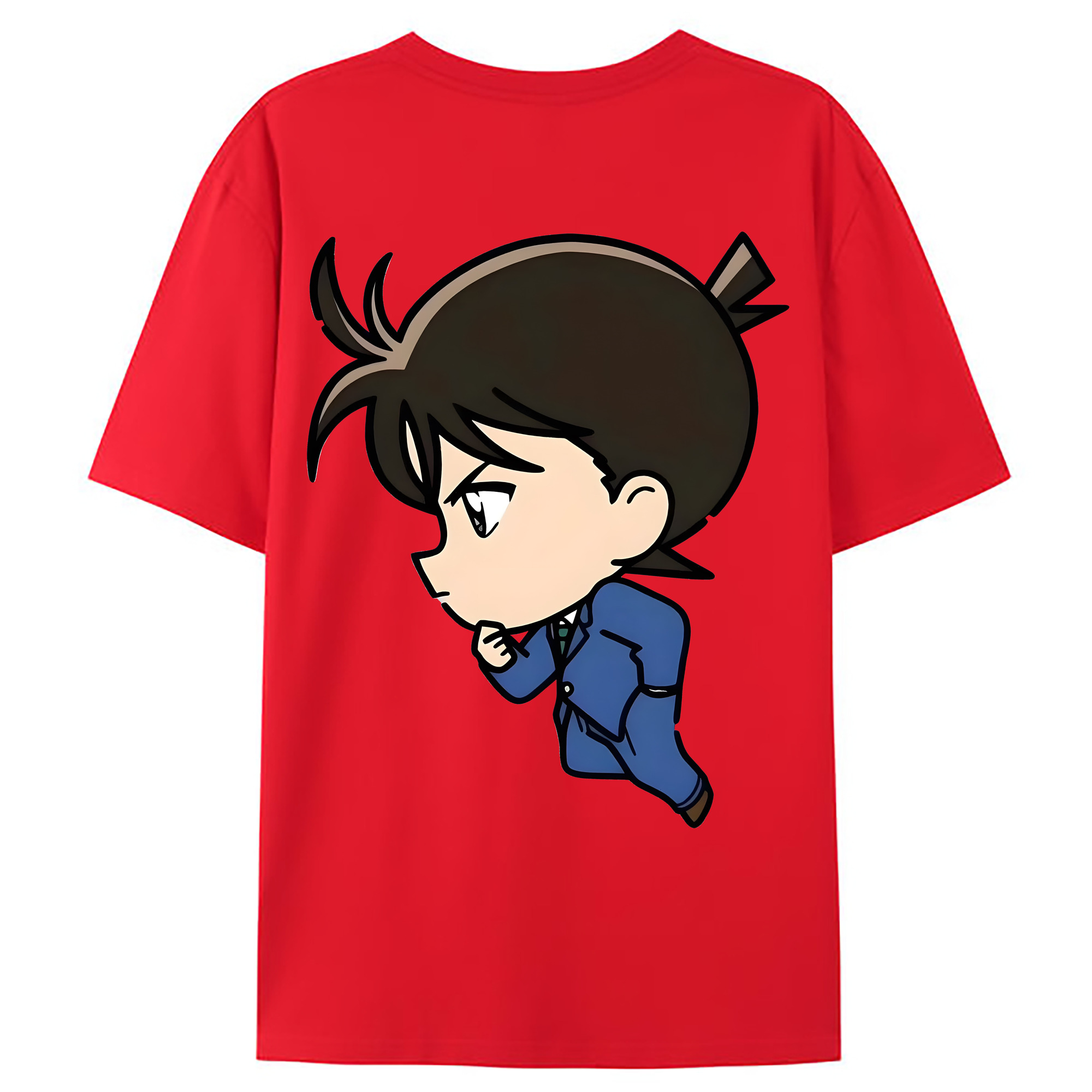 （画像用） 名探偵コナン 江戸川 コナン Detective Conan Conan Edogawa 綿100％ メンズ半袖Tシャツ（バックプリント） 通気性