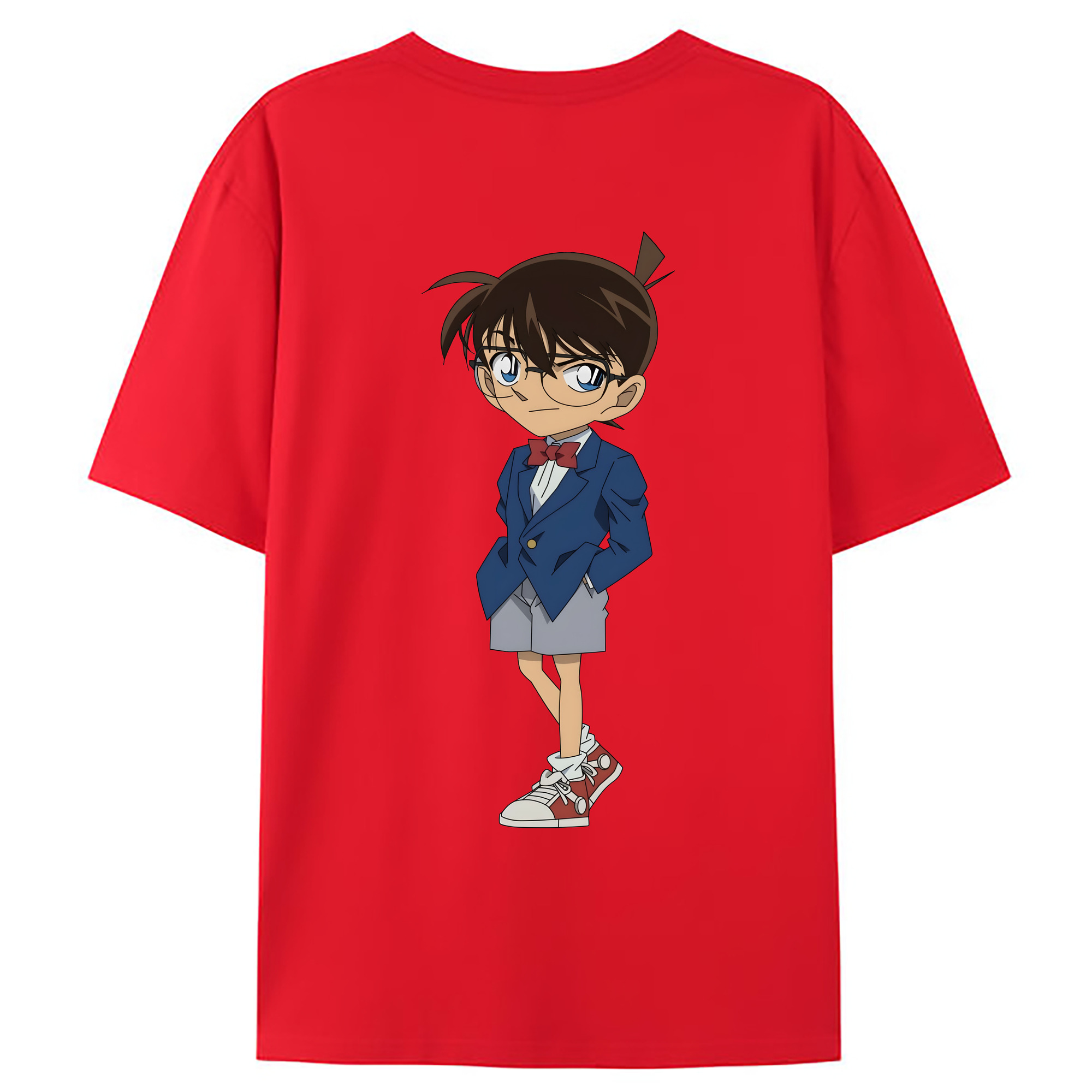 （画像用） 名探偵コナン 江戸川 コナン Detective Conan Conan Edogawa 綿100％ メンズ半袖Tシャツ（バックプリント） 通気性
