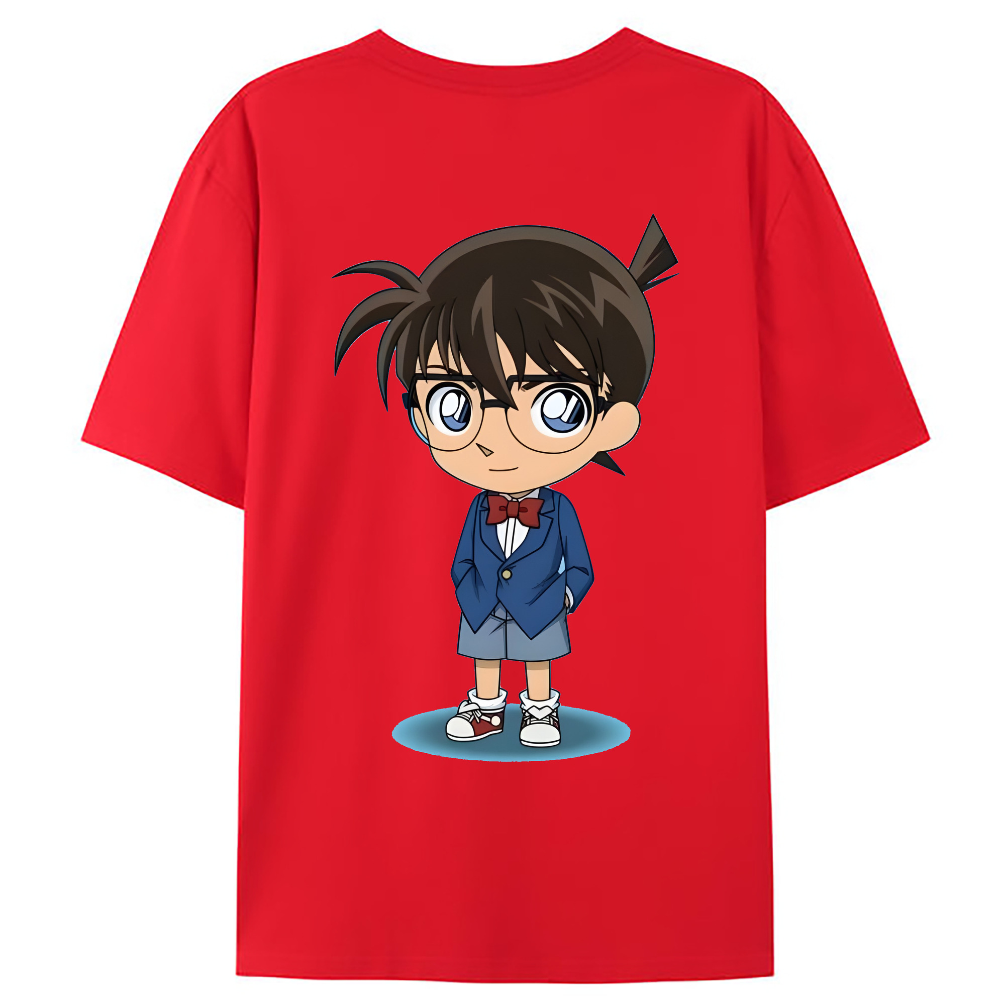 （画像用） 名探偵コナン 江戸川 コナン Detective Conan Conan Edogawa 綿100％ メンズ半袖Tシャツ（バックプリント） 通気性