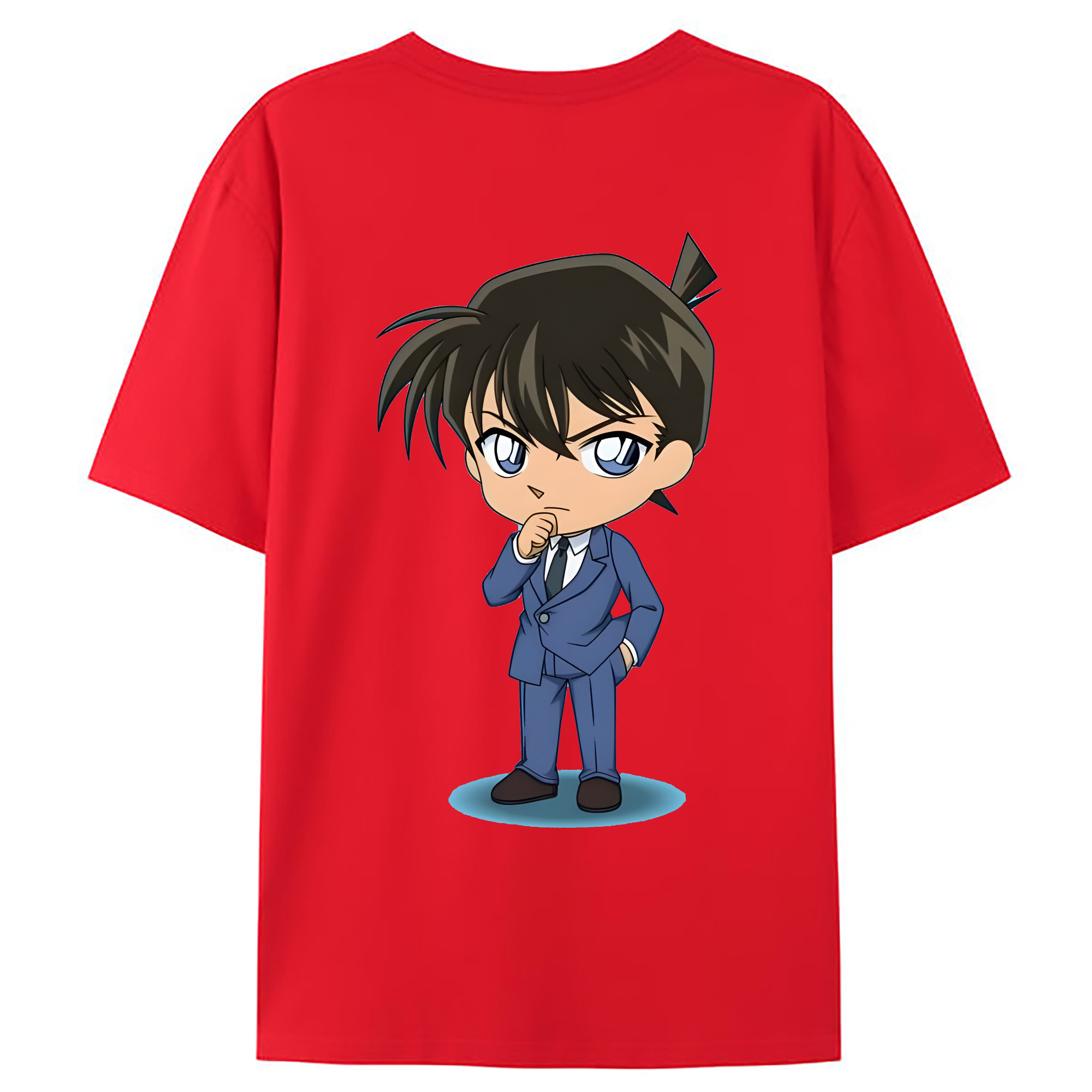 （画像用） 名探偵コナン 江戸川 コナン Detective Conan Conan Edogawa 綿100％ メンズ半袖Tシャツ（バックプリント） 通気性