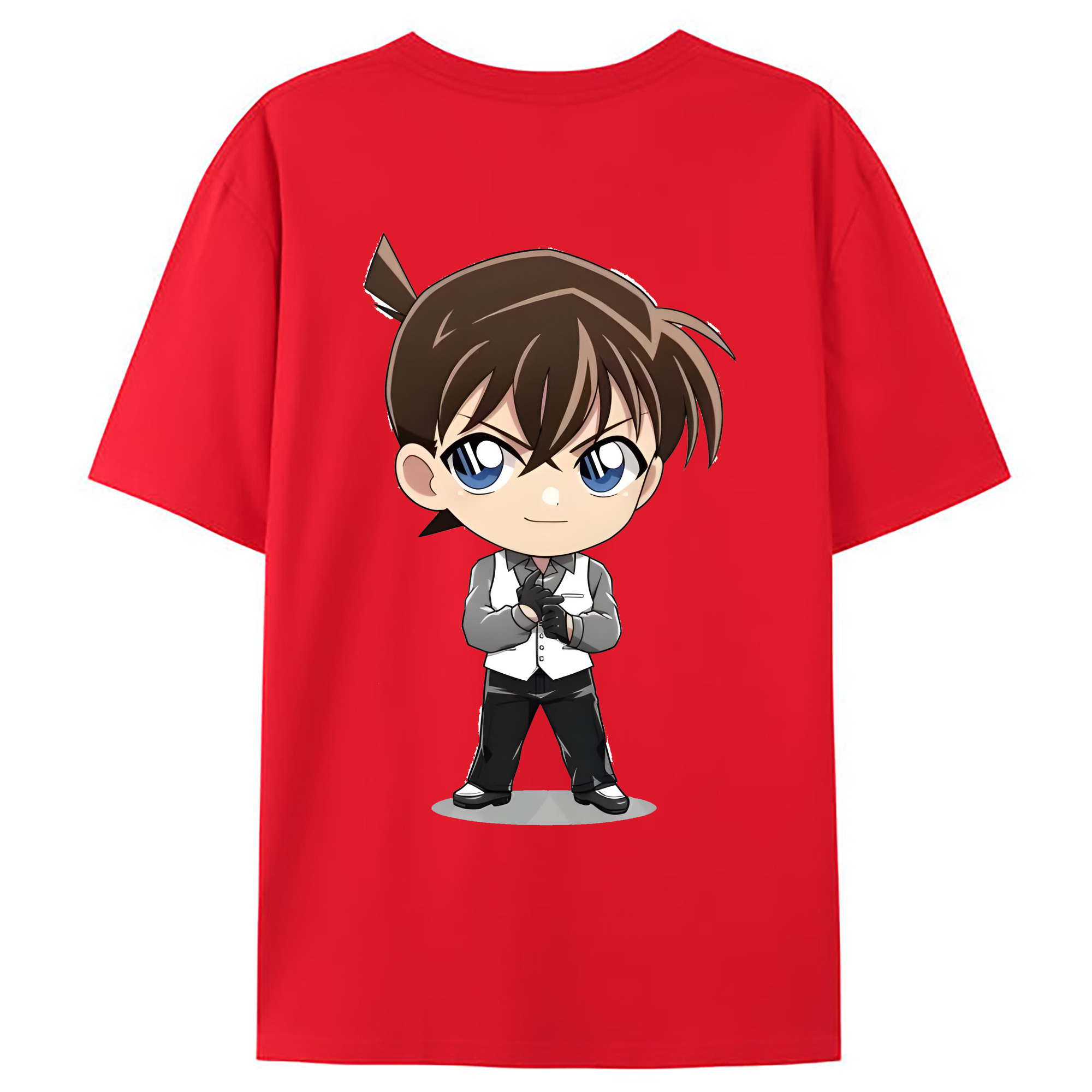 （画像用） 名探偵コナン 江戸川 コナン Detective Conan Conan Edogawa 綿100％ メンズ半袖Tシャツ（バックプリント） 通気性