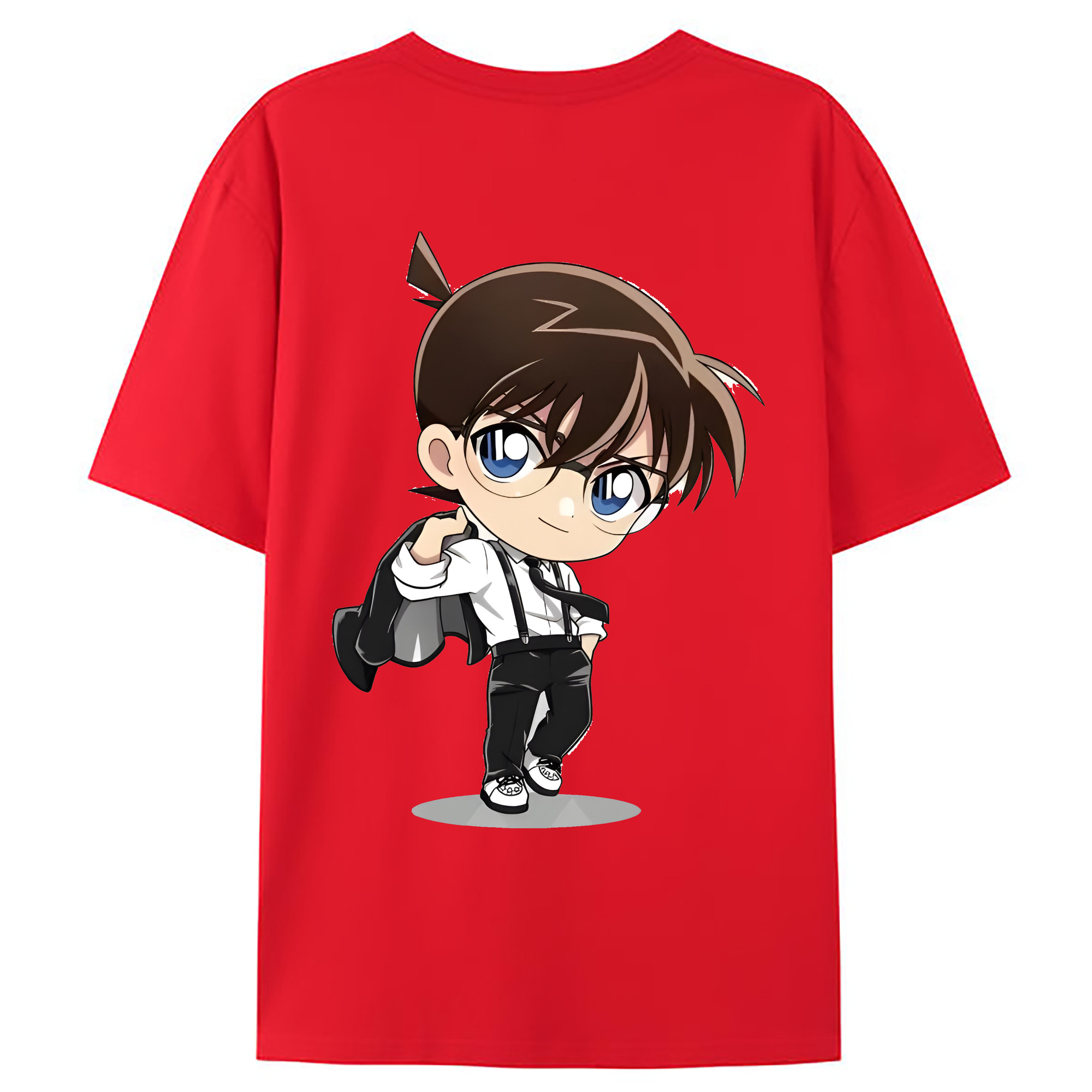 （画像用） 名探偵コナン 江戸川 コナン Detective Conan Conan Edogawa 綿100％ メンズ半袖Tシャツ（バックプリント） 通気性