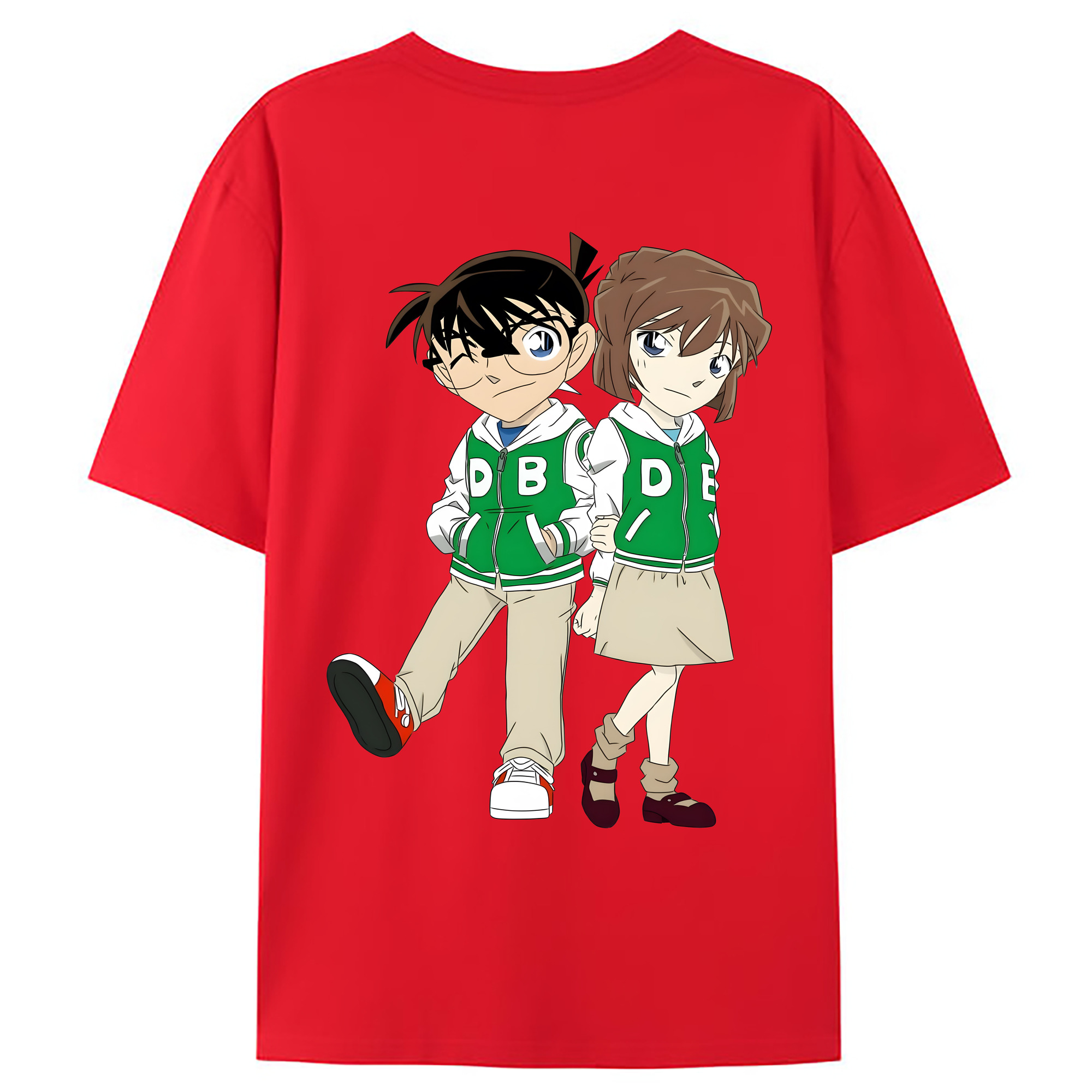 （画像用） 名探偵コナン 江戸川 コナン Detective Conan Conan Edogawa 綿100％ メンズ半袖Tシャツ（バックプリント） 通気性