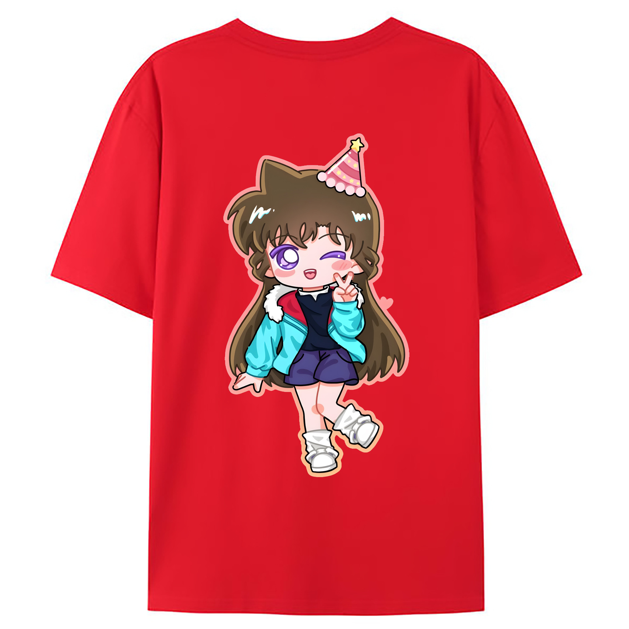 （画像用） 名探偵コナン 毛利 蘭 もうり らん、モーリ ラン Detective Conan Rachel Moore 綿100％ メンズ半袖Tシャツ（バックプリント） 通気性