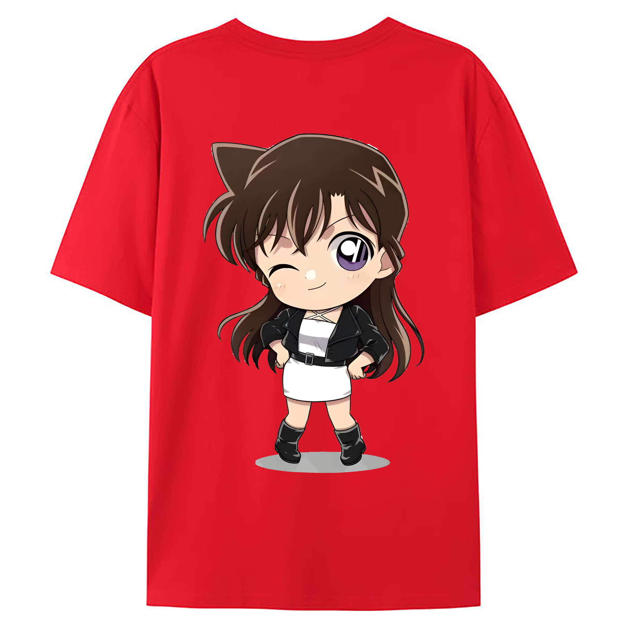 （画像用） 名探偵コナン 毛利 蘭 もうり らん、モーリ ラン Detective Conan Rachel Moore 綿100％ メンズ半袖Tシャツ（バックプリント） 通気性