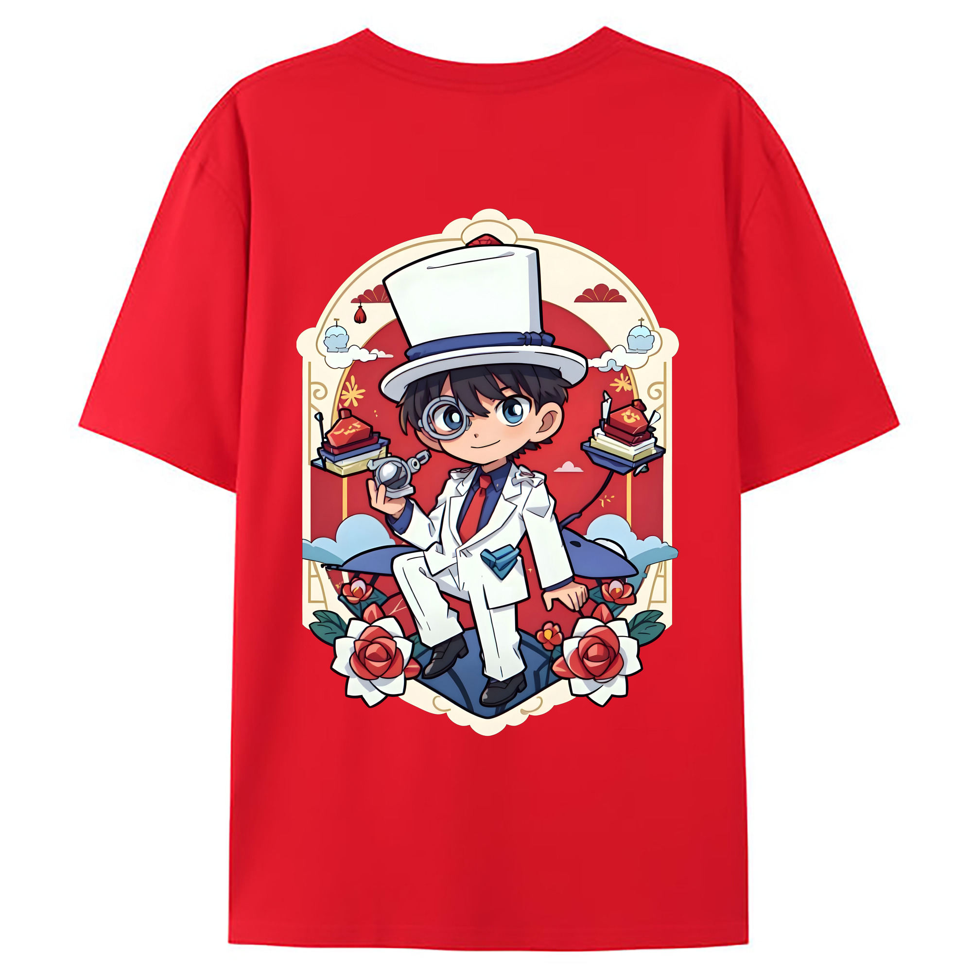 （画像用） 名探偵コナン くろば かいと Detective Conan Kuroba Kaito 綿100％ メンズ半袖Tシャツ（バックプリント） 通気性