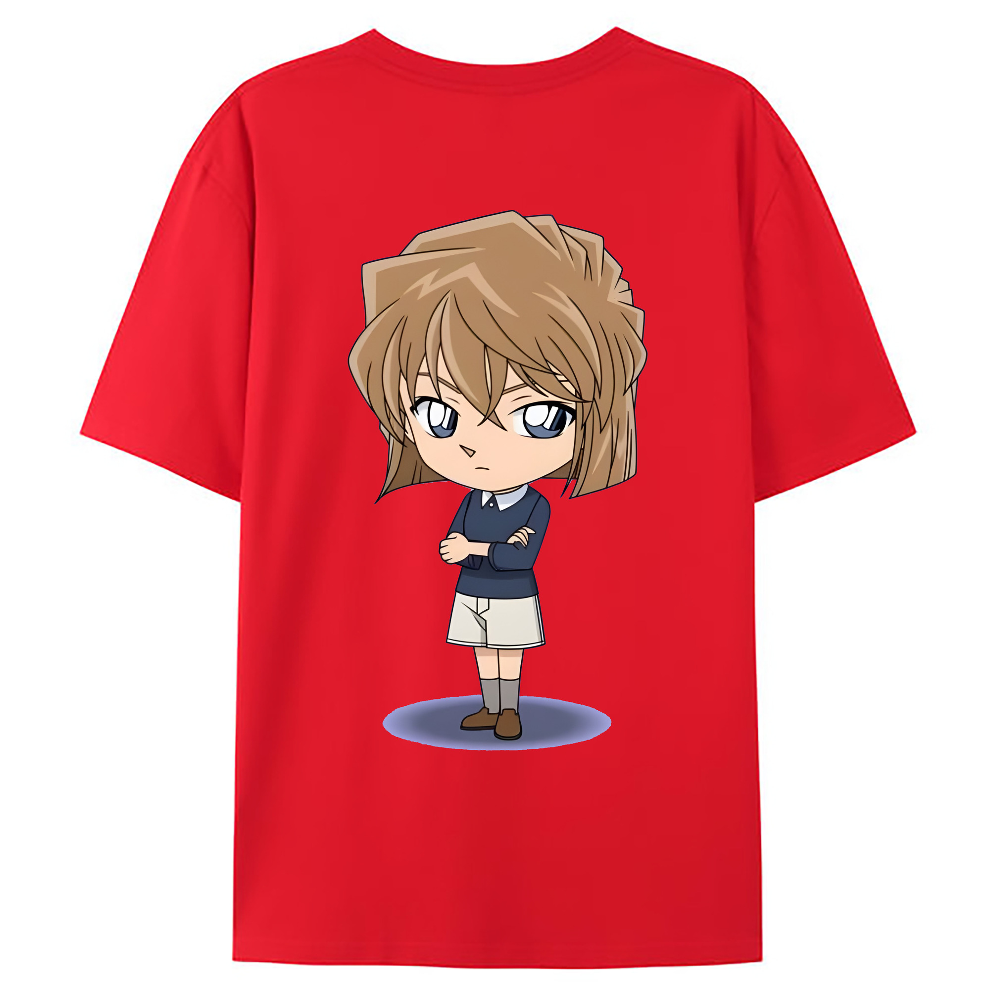 （画像用） 名探偵コナン 灰原 哀 はいばら あい Detective Conan Anita Hailey、Vi Graythorn Haibara Ai 綿100％ メンズ半袖Tシャツ（バックプリント） 通気性