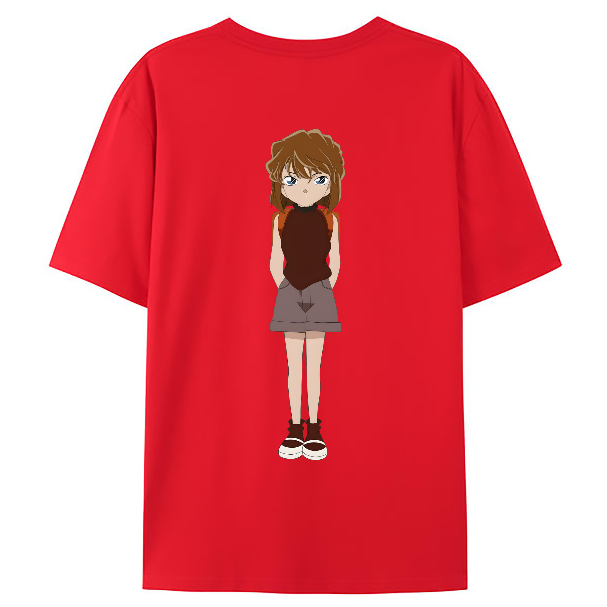（画像用） 名探偵コナン 灰原 哀 はいばら あい Detective Conan Anita Hailey、Vi Graythorn Haibara Ai 綿100％ メンズ半袖Tシャツ（バックプリント） 通気性