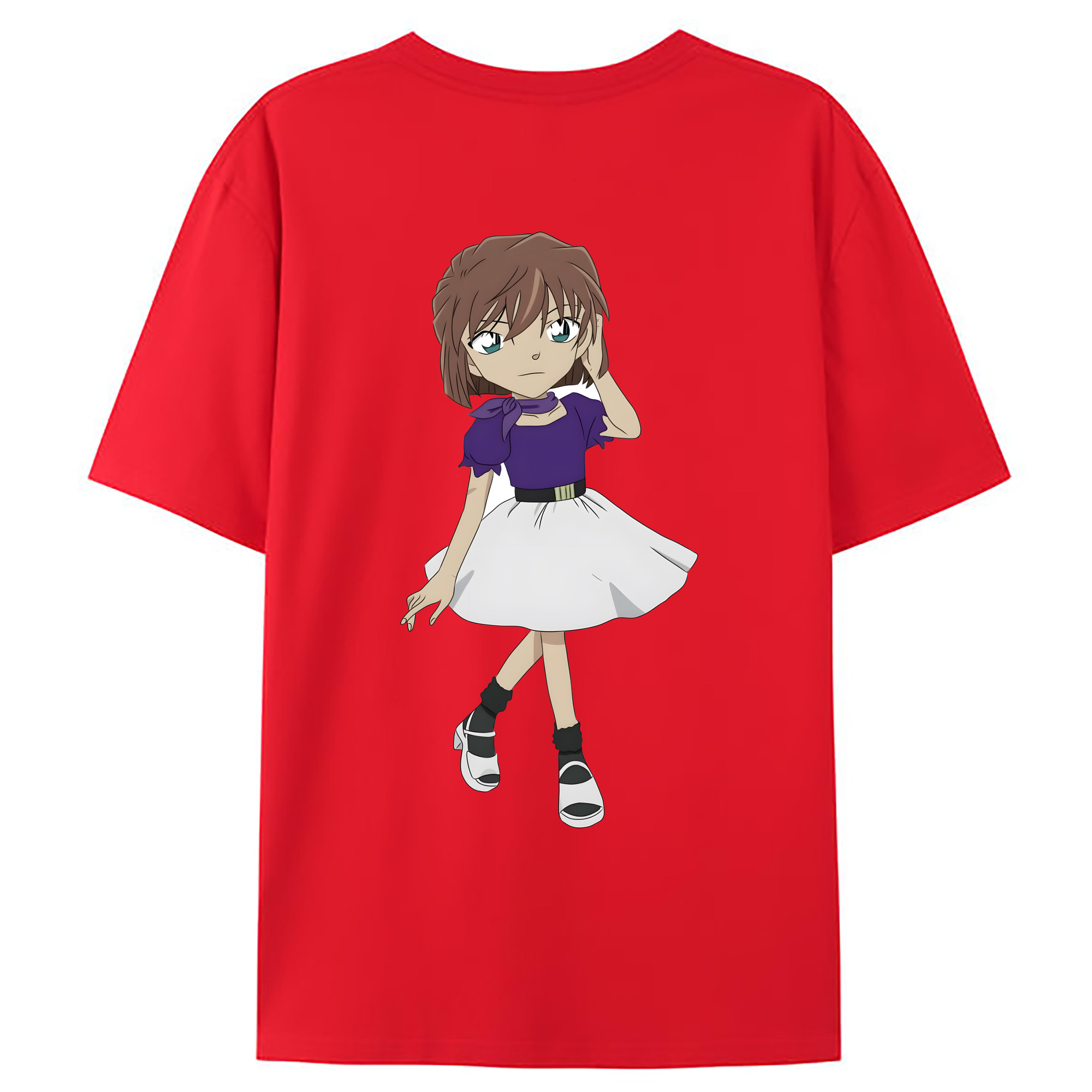 （画像用） 名探偵コナン 灰原 哀 はいばら あい Detective Conan Anita Hailey、Vi Graythorn Haibara Ai 綿100％ メンズ半袖Tシャツ（バックプリント） 通気性
