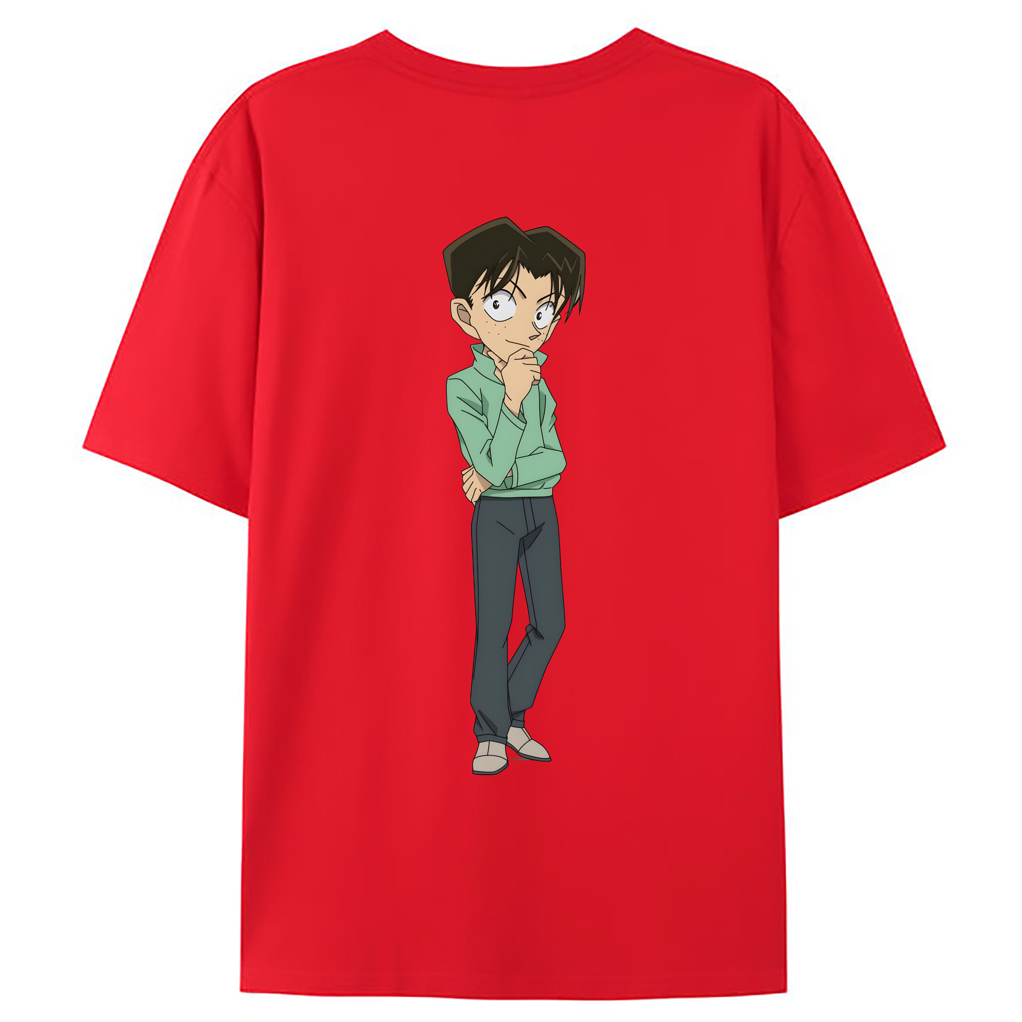 （画像用） 名探偵コナン 円谷 光彦 つぶらや みつひこ Detective Conan Mitch Tennyson 綿100％ メンズ半袖Tシャツ（バックプリント） 通気性