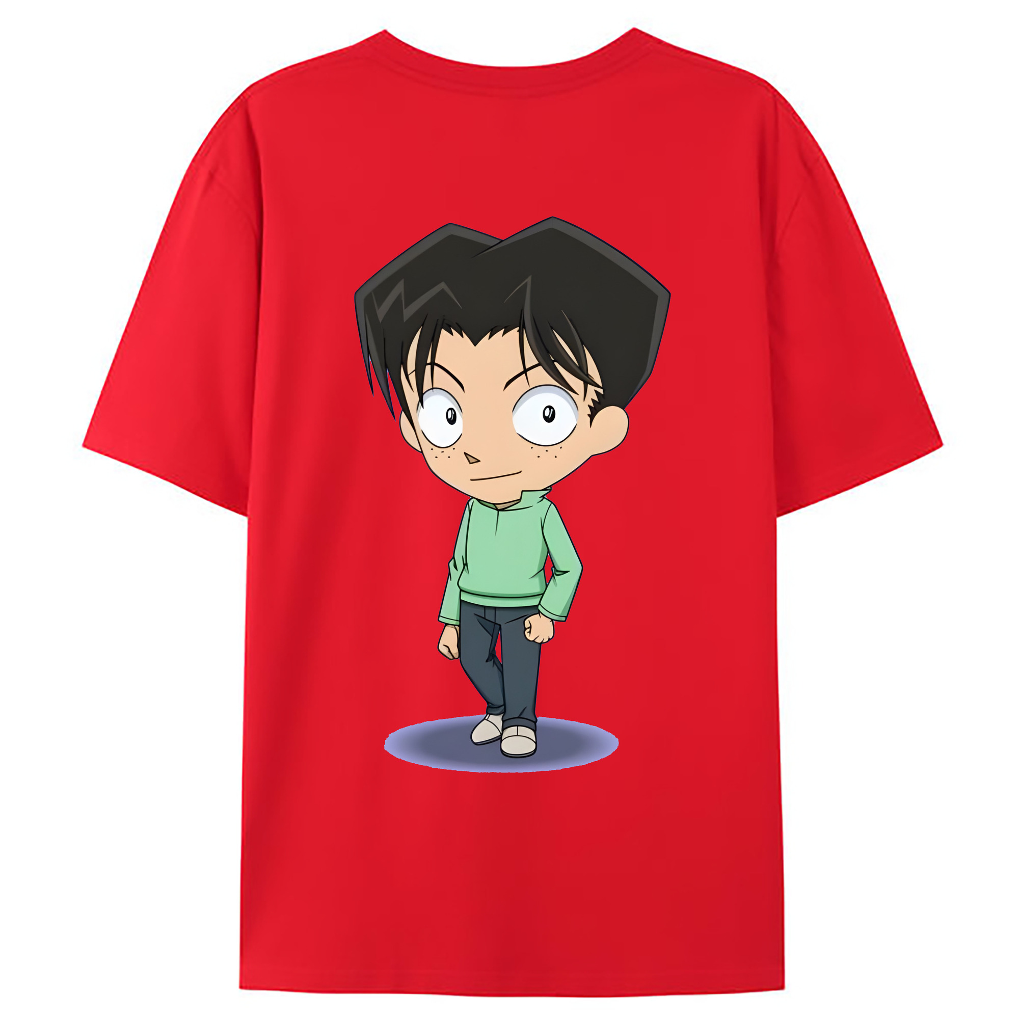 （画像用） 名探偵コナン 円谷 光彦 つぶらや みつひこ Detective Conan Mitch Tennyson 綿100％ メンズ半袖Tシャツ（バックプリント） 通気性