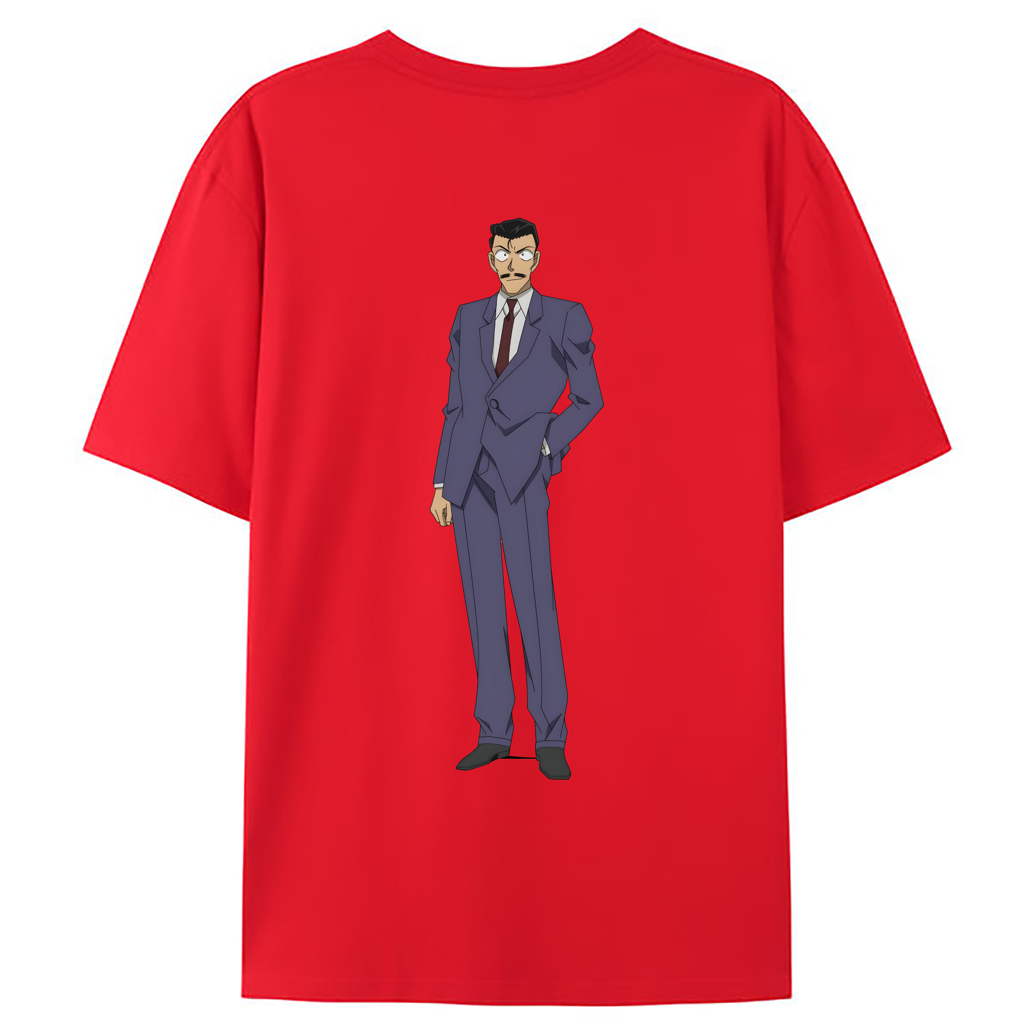 （画像用） 名探偵コナン 毛利 小五郎 もうり こごろう Detective Conan 綿100％ メンズ半袖Tシャツ（バックプリント） 通気性