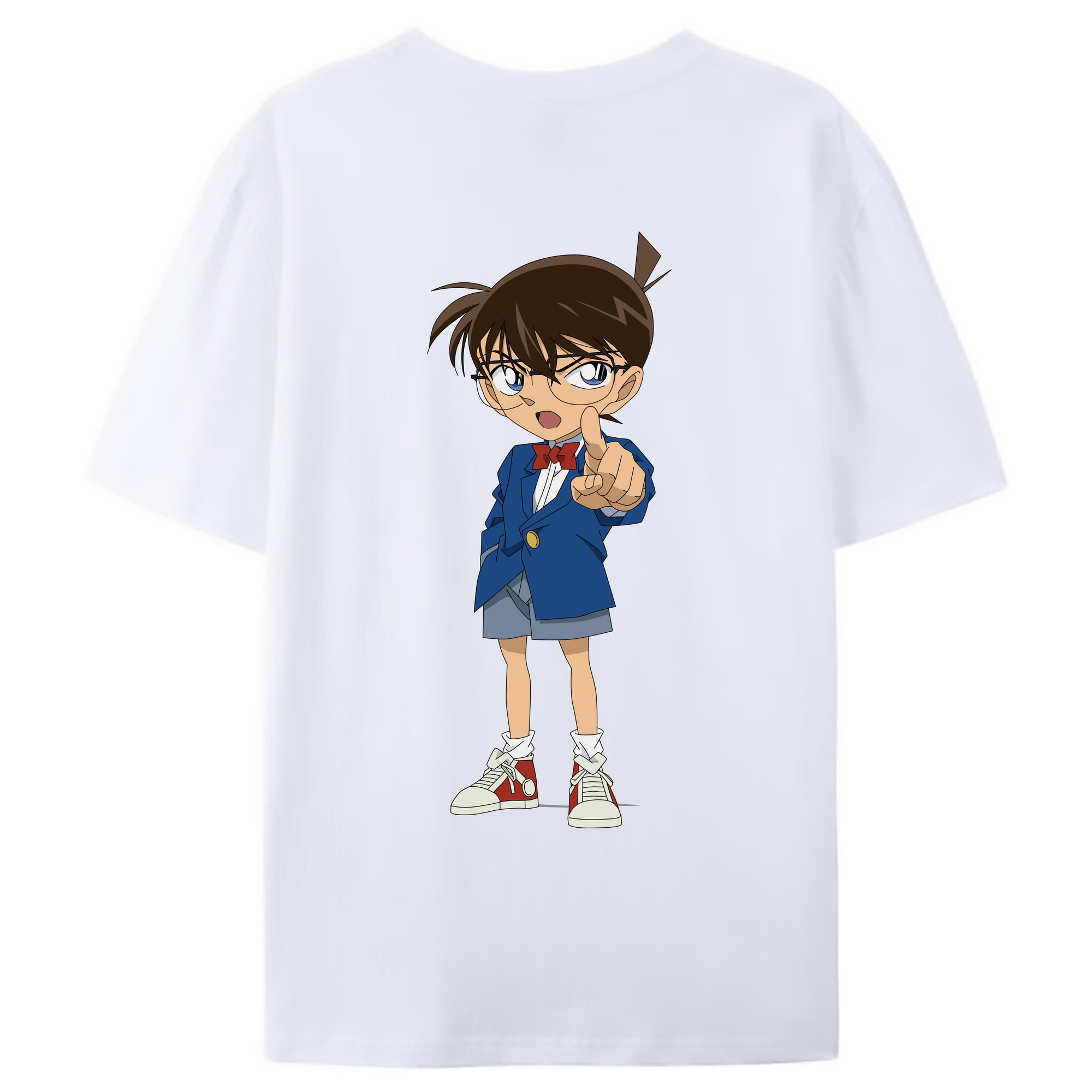 （画像用） 名探偵コナン 江戸川 コナン Detective Conan Conan Edogawa 綿100％ メンズ半袖Tシャツ（バックプリント） 通気性