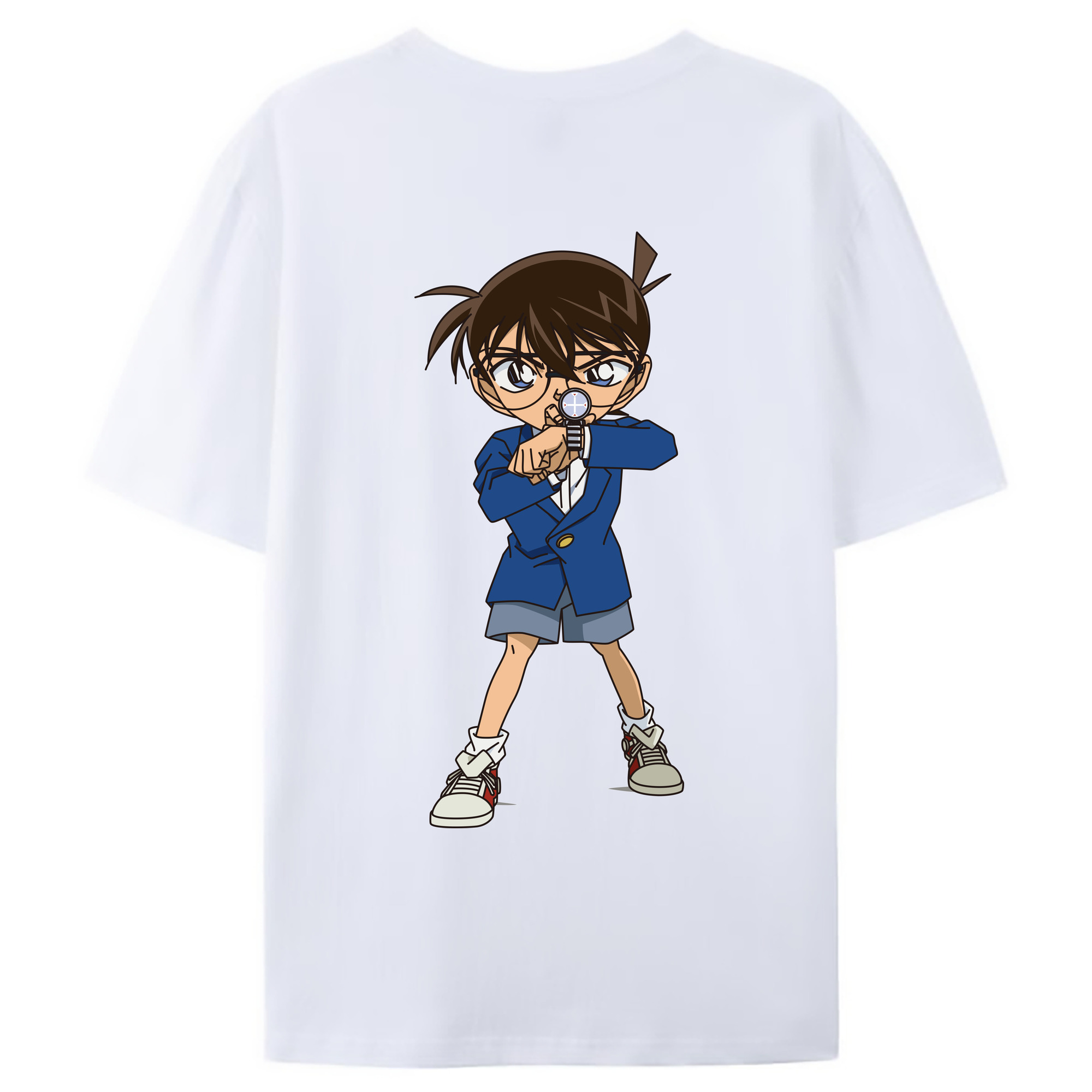 （画像用） 名探偵コナン 江戸川 コナン Detective Conan Conan Edogawa 綿100％ メンズ半袖Tシャツ（バックプリント） 通気性