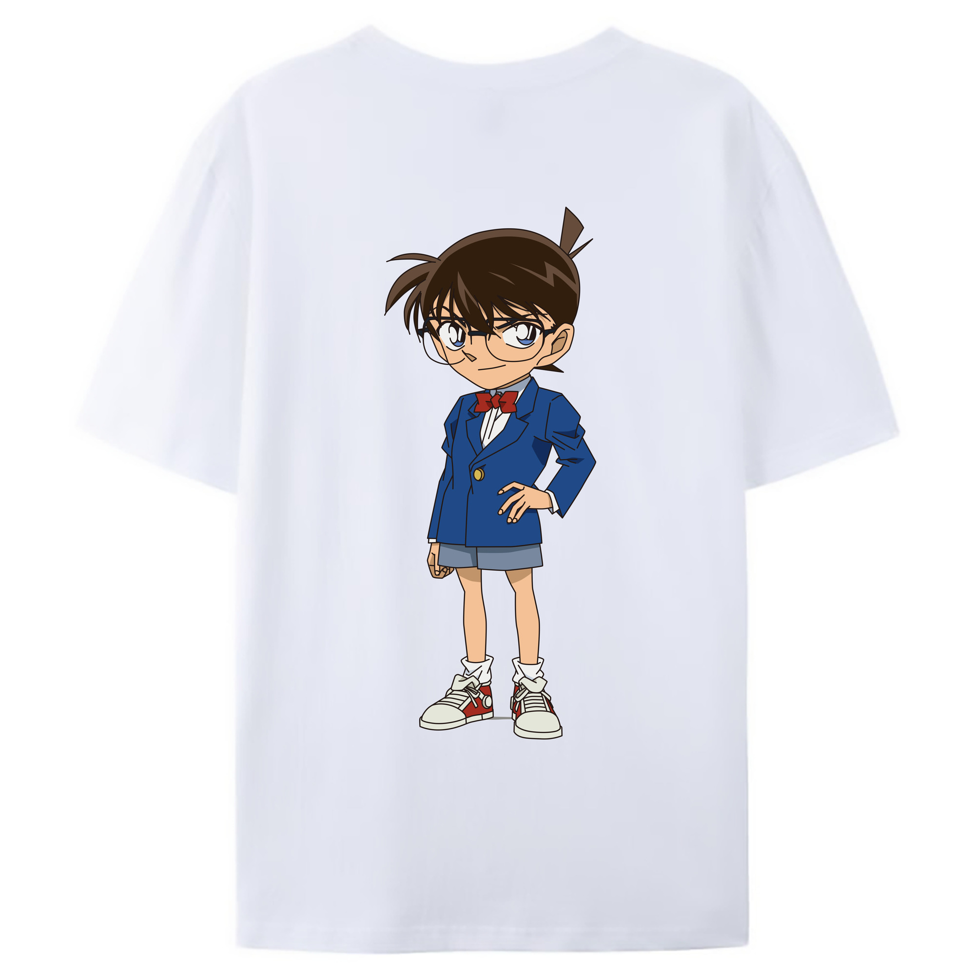 （画像用） 名探偵コナン 江戸川 コナン Detective Conan Conan Edogawa 綿100％ メンズ半袖Tシャツ（バックプリント） 通気性