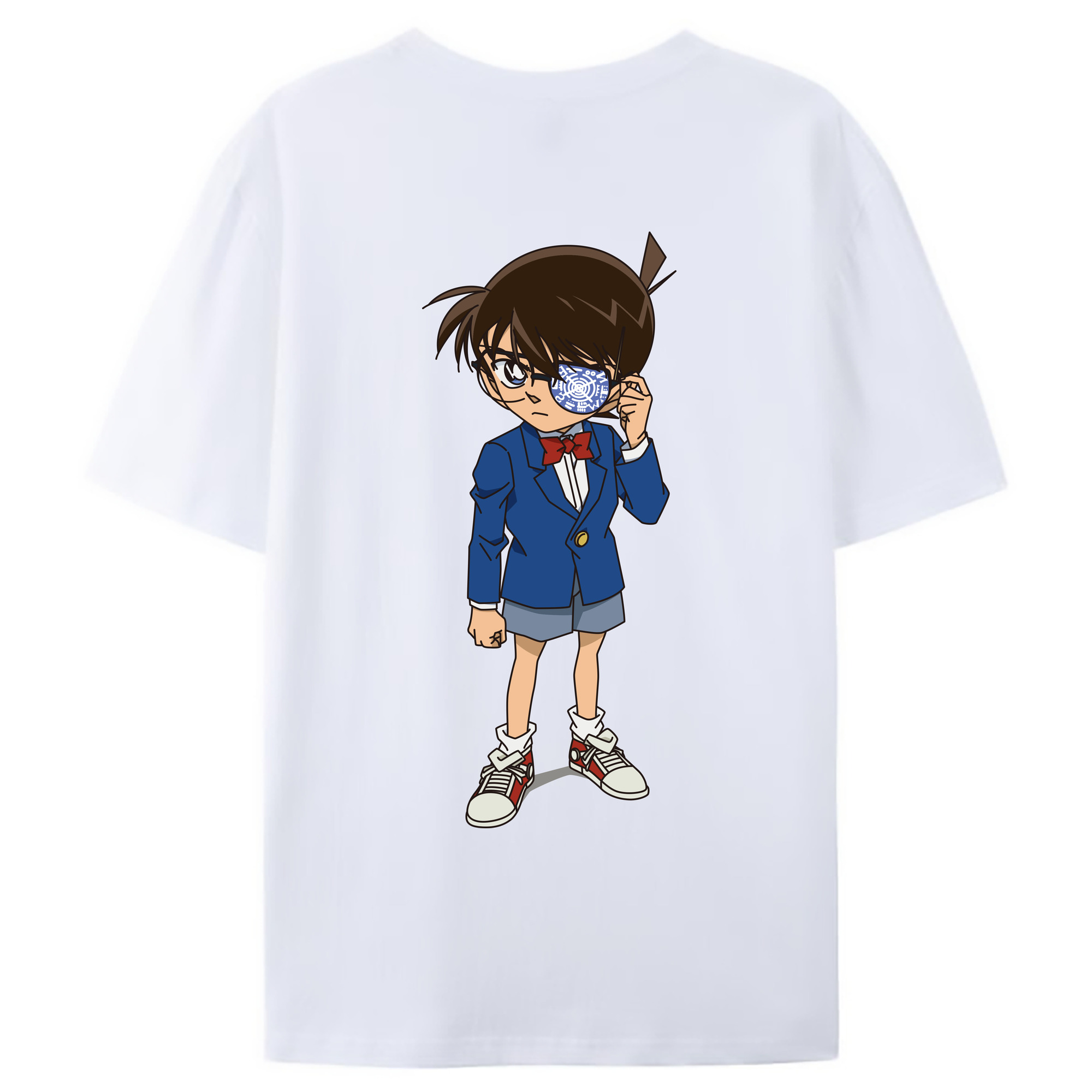 （画像用） 名探偵コナン 江戸川 コナン Detective Conan Conan Edogawa 綿100％ メンズ半袖Tシャツ（バックプリント） 通気性