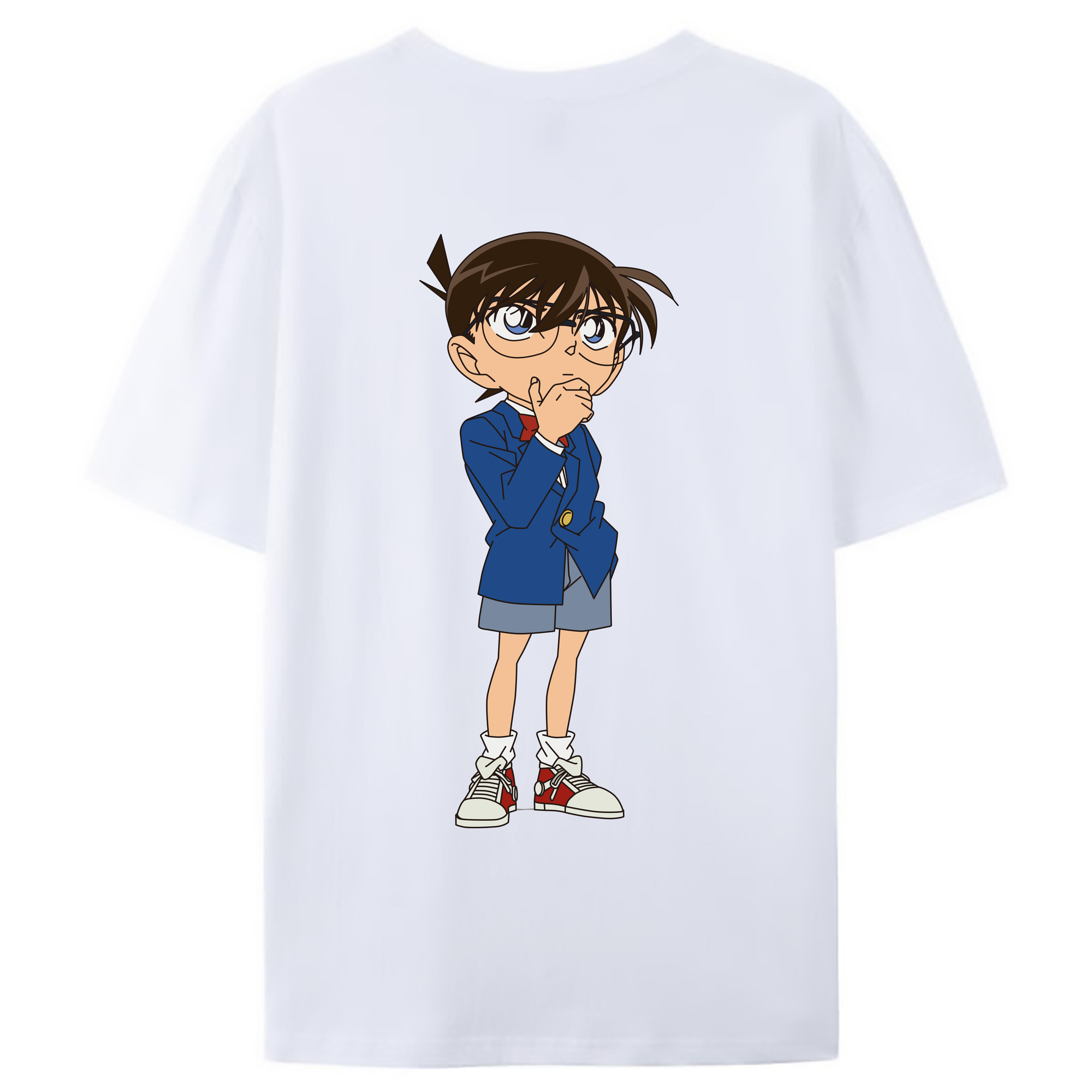 （画像用） 名探偵コナン 江戸川 コナン Detective Conan Conan Edogawa 綿100％ メンズ半袖Tシャツ（バックプリント） 通気性