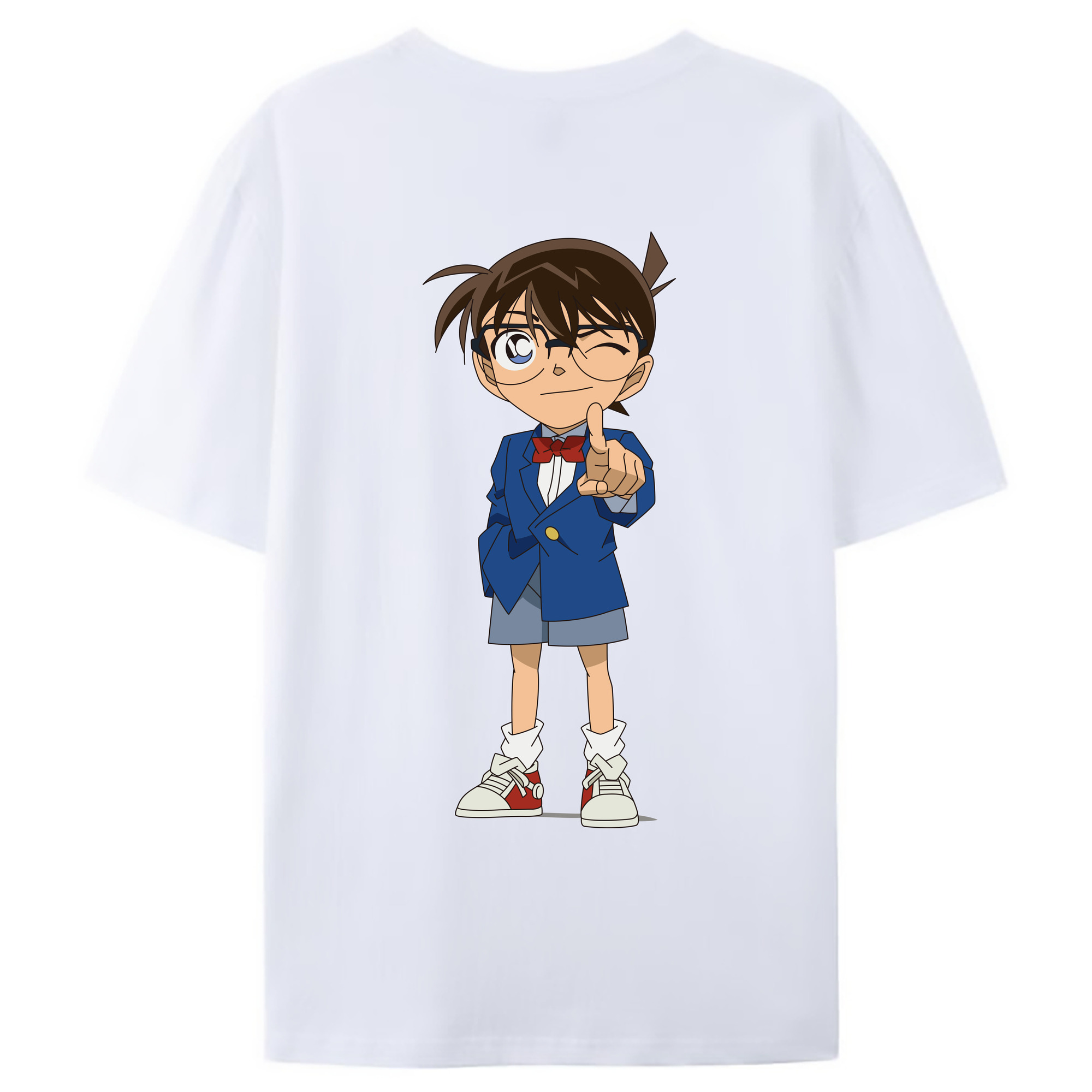 （画像用） 名探偵コナン 江戸川 コナン Detective Conan Conan Edogawa 綿100％ メンズ半袖Tシャツ（バックプリント） 通気性