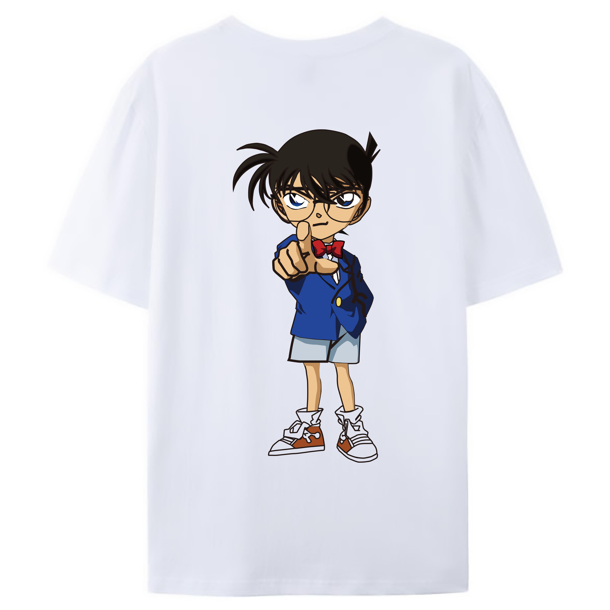 （画像用） 名探偵コナン 江戸川 コナン Detective Conan Conan Edogawa 綿100％ メンズ半袖Tシャツ（バックプリント） 通気性