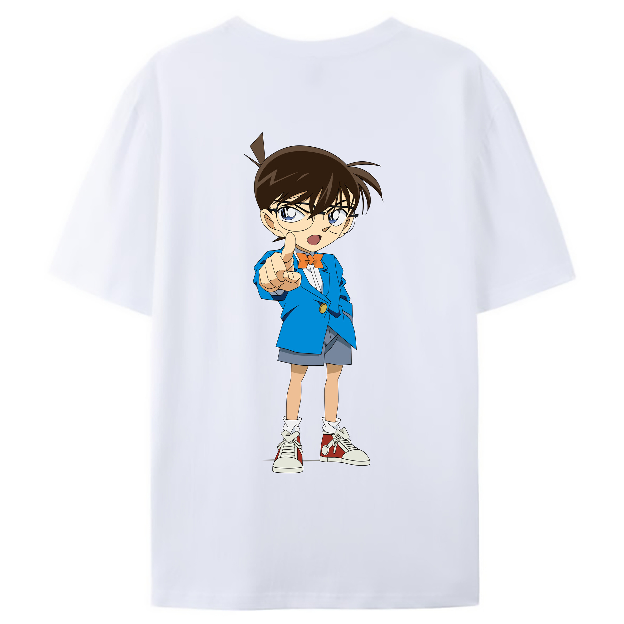 （画像用） 名探偵コナン 江戸川 コナン Detective Conan Conan Edogawa 綿100％ メンズ半袖Tシャツ（バックプリント） 通気性