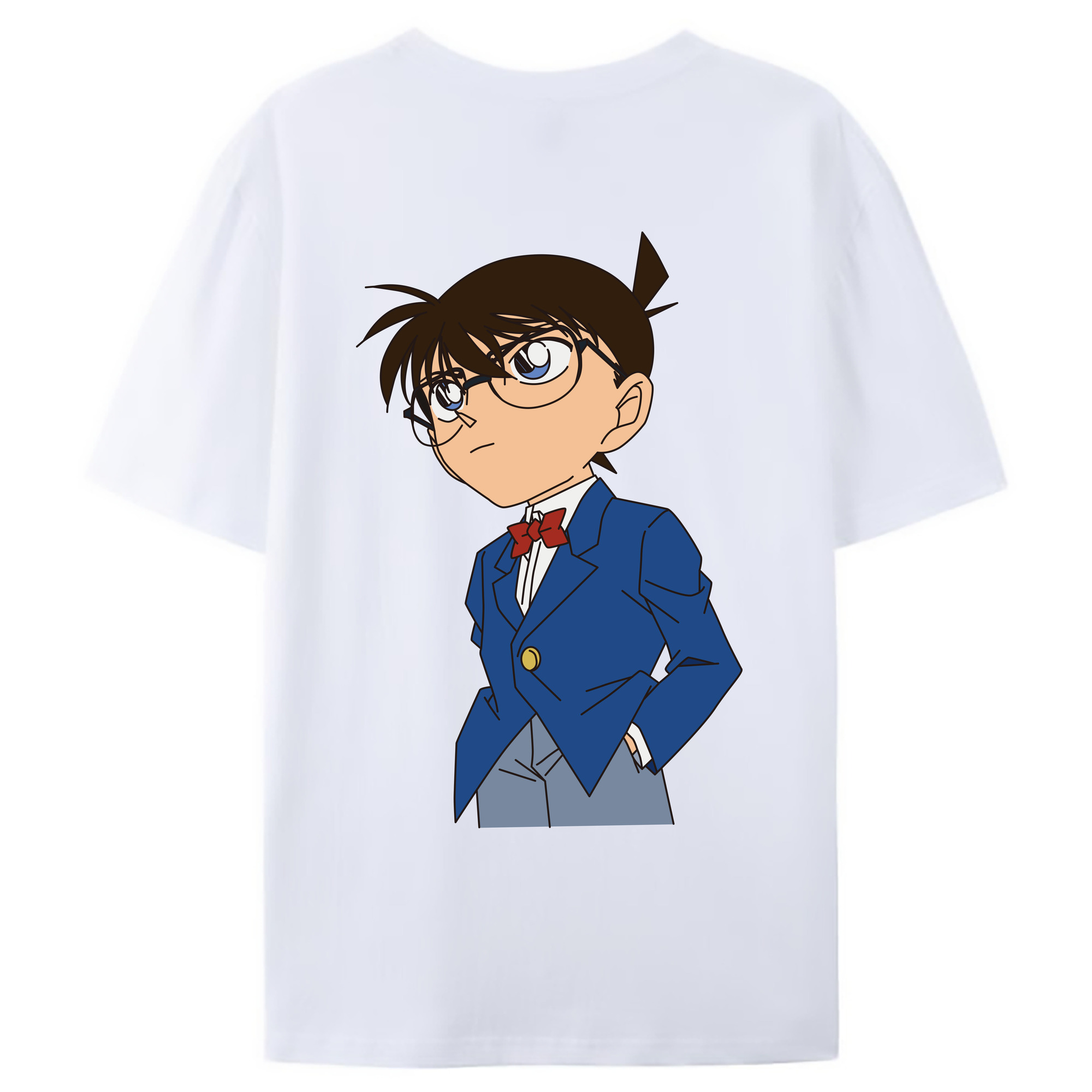 （画像用） 名探偵コナン 江戸川 コナン Detective Conan Conan Edogawa 綿100％ メンズ半袖Tシャツ（バックプリント） 通気性