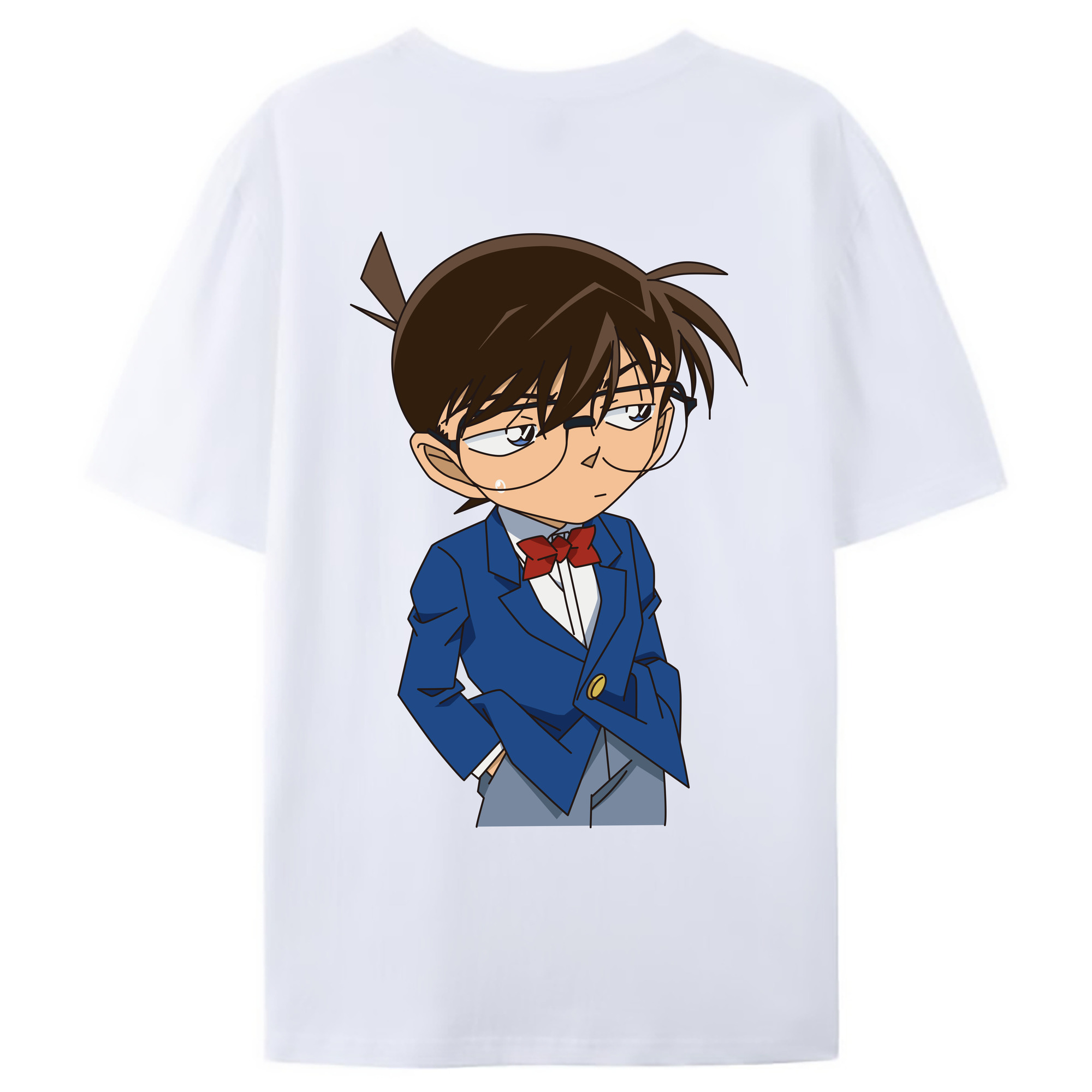 （画像用） 名探偵コナン 江戸川 コナン Detective Conan Conan Edogawa 綿100％ メンズ半袖Tシャツ（バックプリント） 通気性