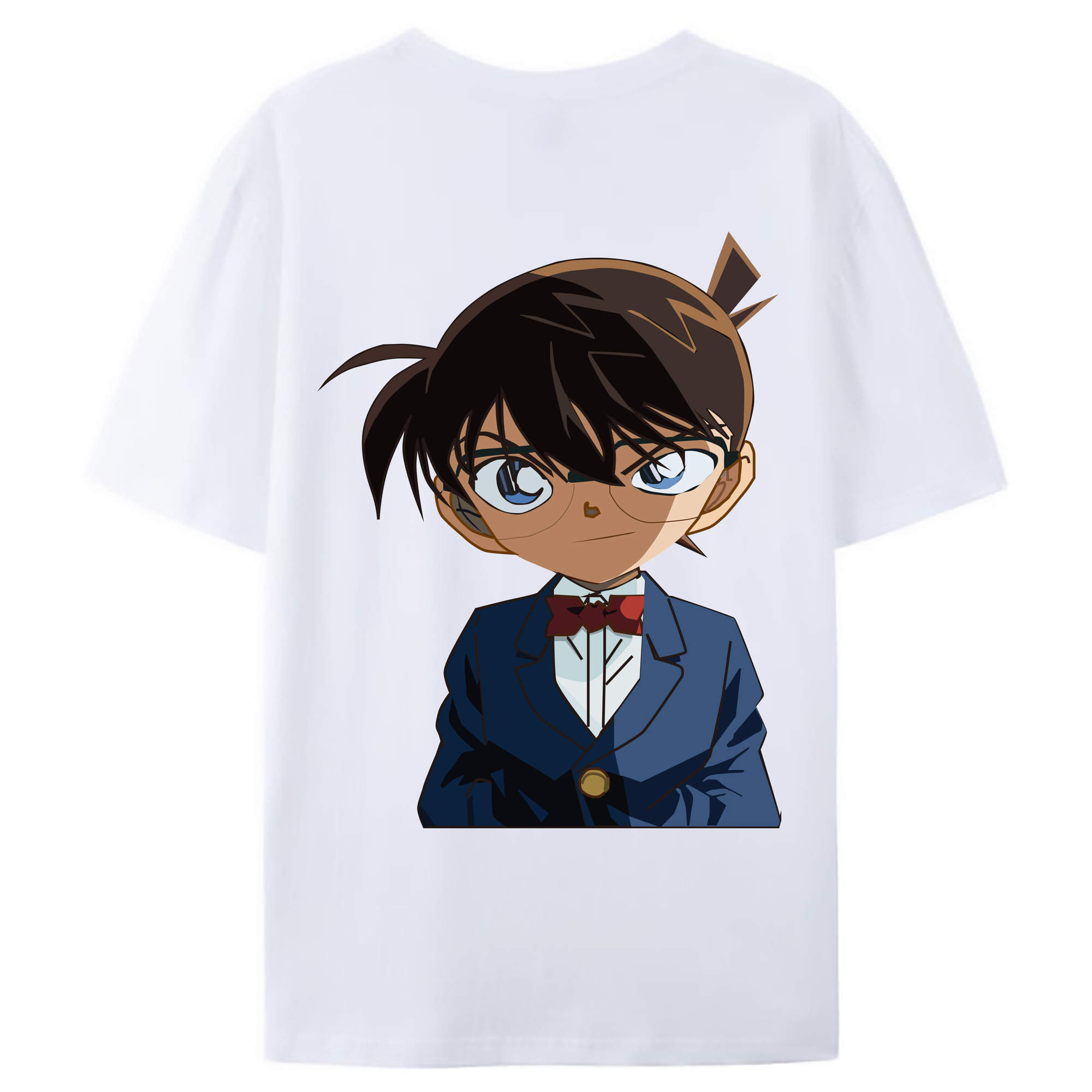 （画像用） 名探偵コナン 江戸川 コナン Detective Conan Conan Edogawa 綿100％ メンズ半袖Tシャツ（バックプリント） 通気性