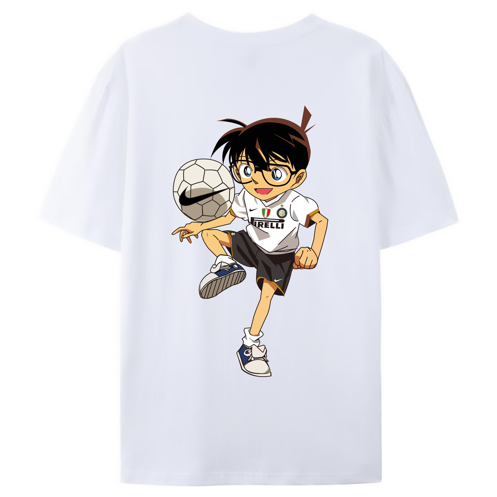 （画像用） 名探偵コナン 江戸川 コナン Detective Conan Conan Edogawa 綿100％ メンズ半袖Tシャツ（バックプリント） 通気性