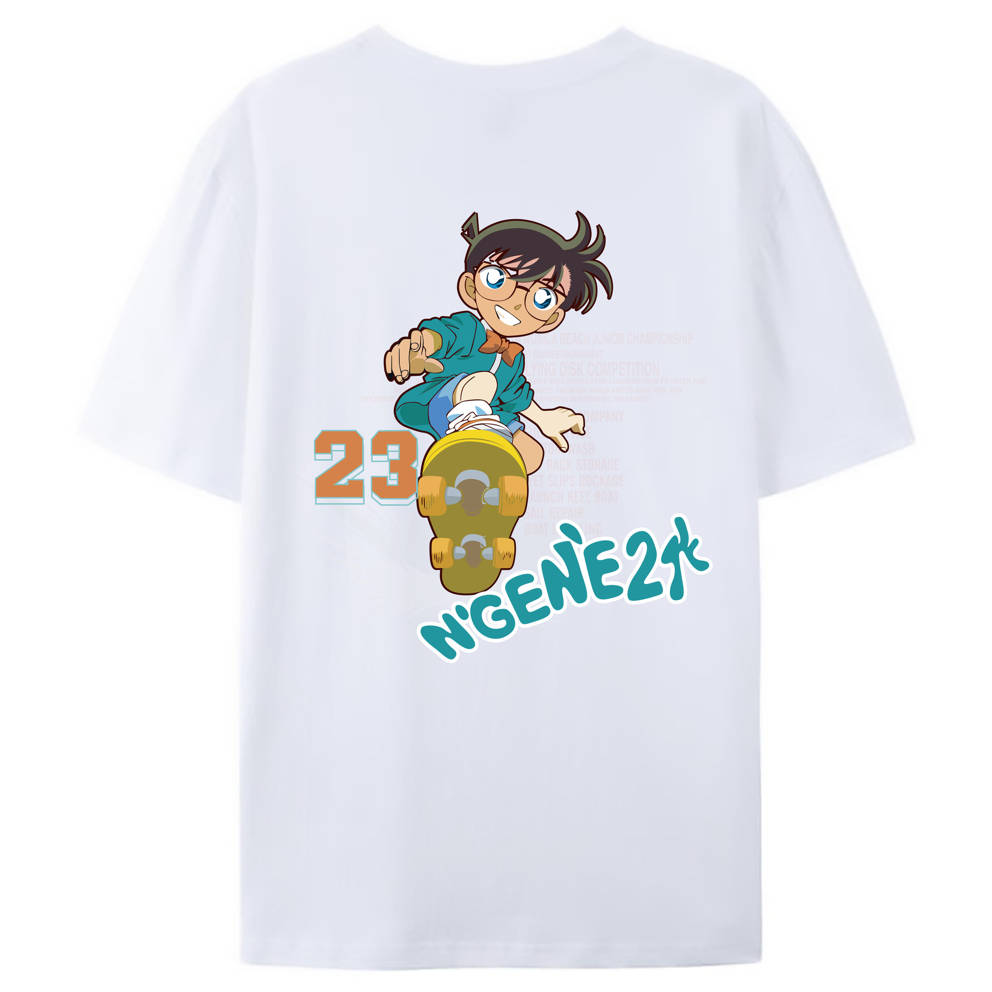 （画像用） 名探偵コナン 江戸川 コナン Detective Conan Conan Edogawa 綿100％ メンズ半袖Tシャツ（バックプリント） 通気性