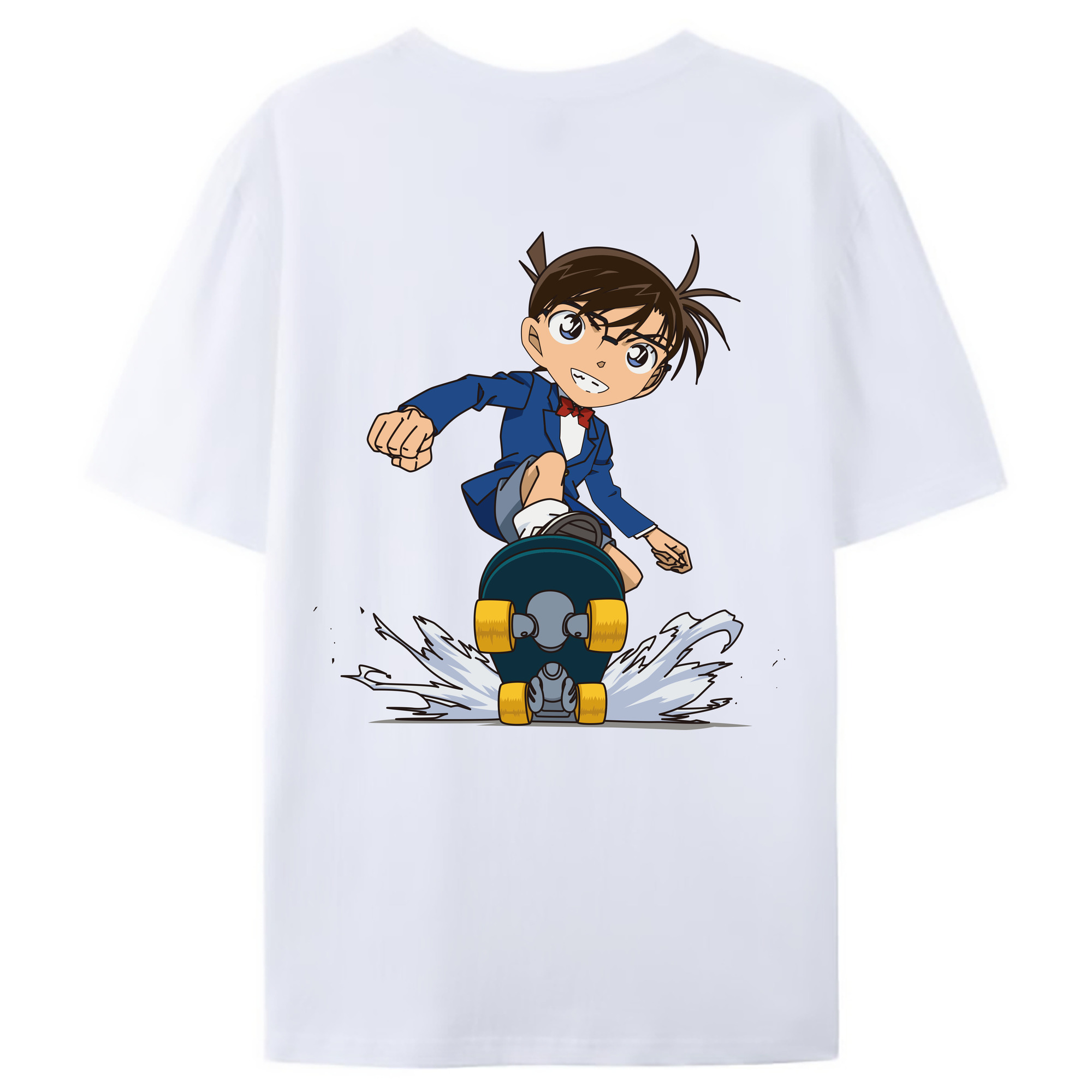 （画像用） 名探偵コナン 江戸川 コナン Detective Conan Conan Edogawa 綿100％ メンズ半袖Tシャツ（バックプリント） 通気性