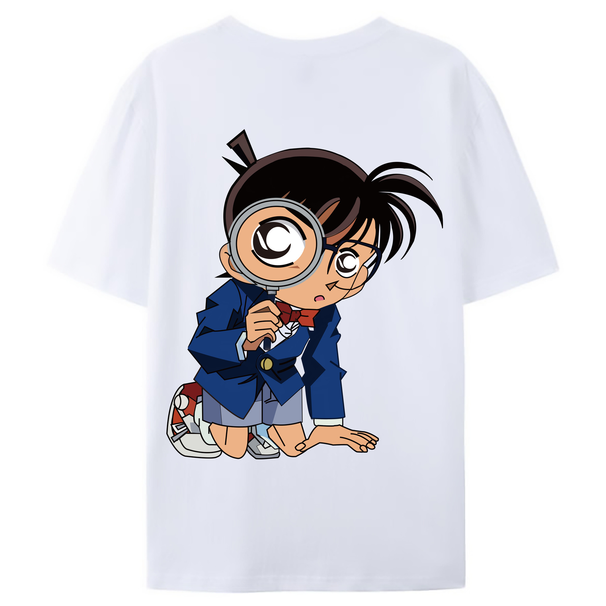 （画像用） 名探偵コナン 江戸川 コナン Detective Conan Conan Edogawa 綿100％ メンズ半袖Tシャツ（バックプリント） 通気性