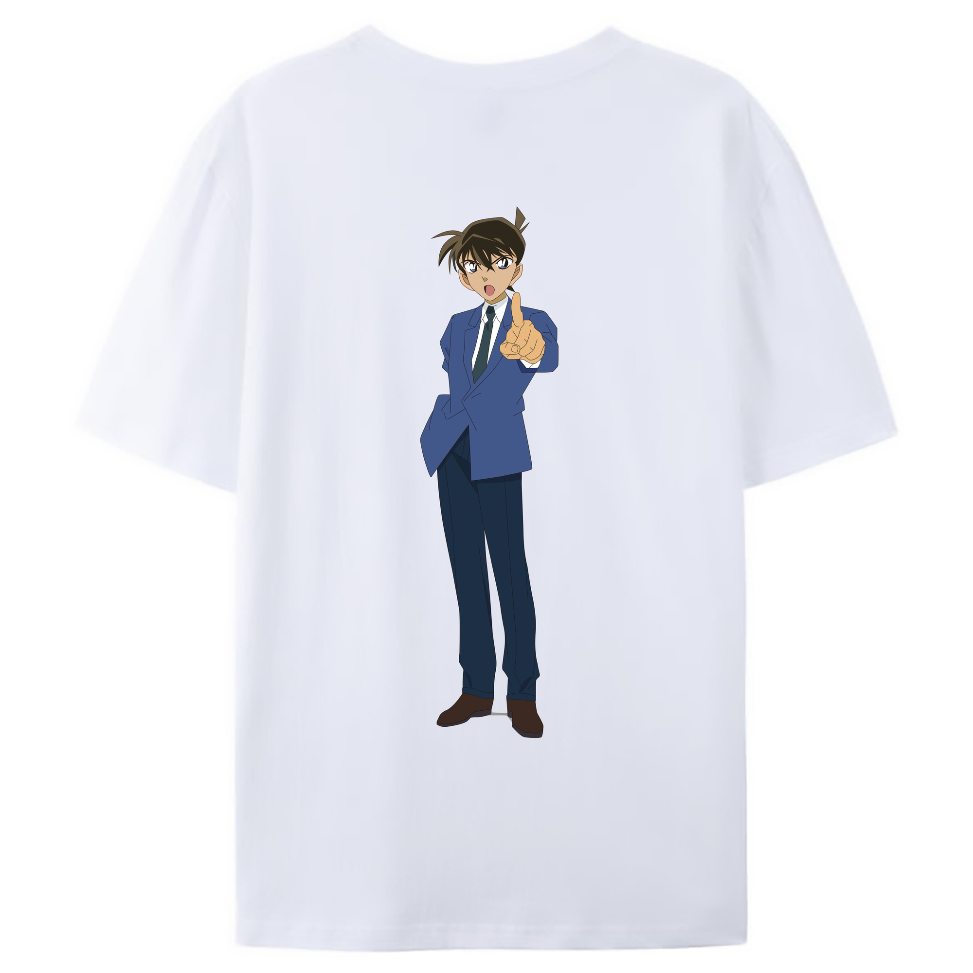 （画像用） 名探偵コナン 江戸川 コナン Detective Conan Conan Edogawa 綿100％ メンズ半袖Tシャツ（バックプリント） 通気性