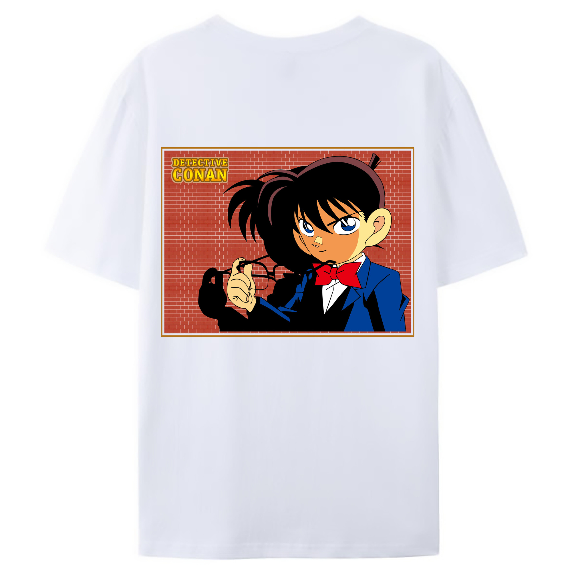 （画像用） 名探偵コナン 江戸川 コナン Detective Conan Conan Edogawa 綿100％ メンズ半袖Tシャツ（バックプリント） 通気性
