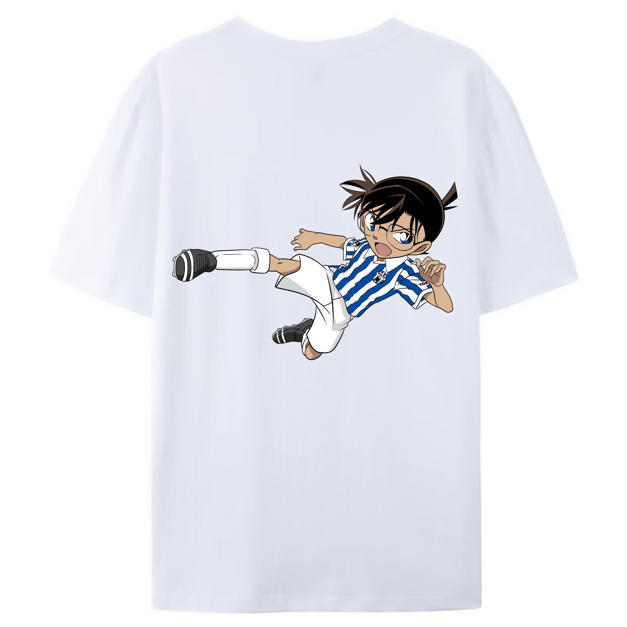 （画像用） 名探偵コナン 江戸川 コナン Detective Conan Conan Edogawa 綿100％ メンズ半袖Tシャツ（バックプリント） 通気性