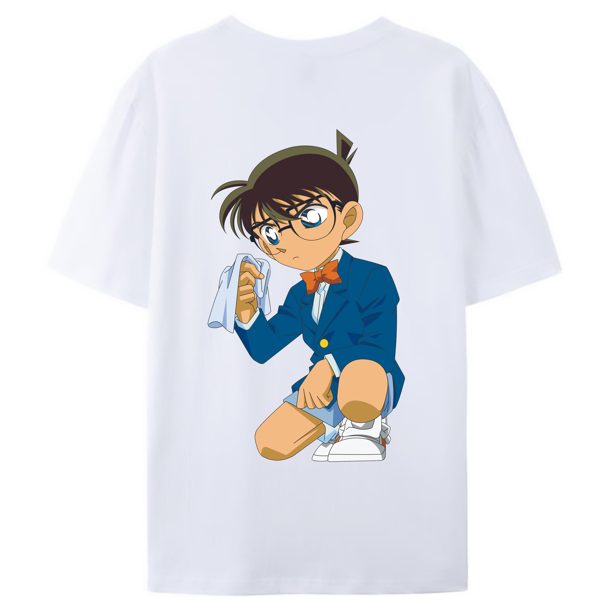 （画像用） 名探偵コナン 江戸川 コナン Detective Conan Conan Edogawa 綿100％ メンズ半袖Tシャツ（バックプリント） 通気性
