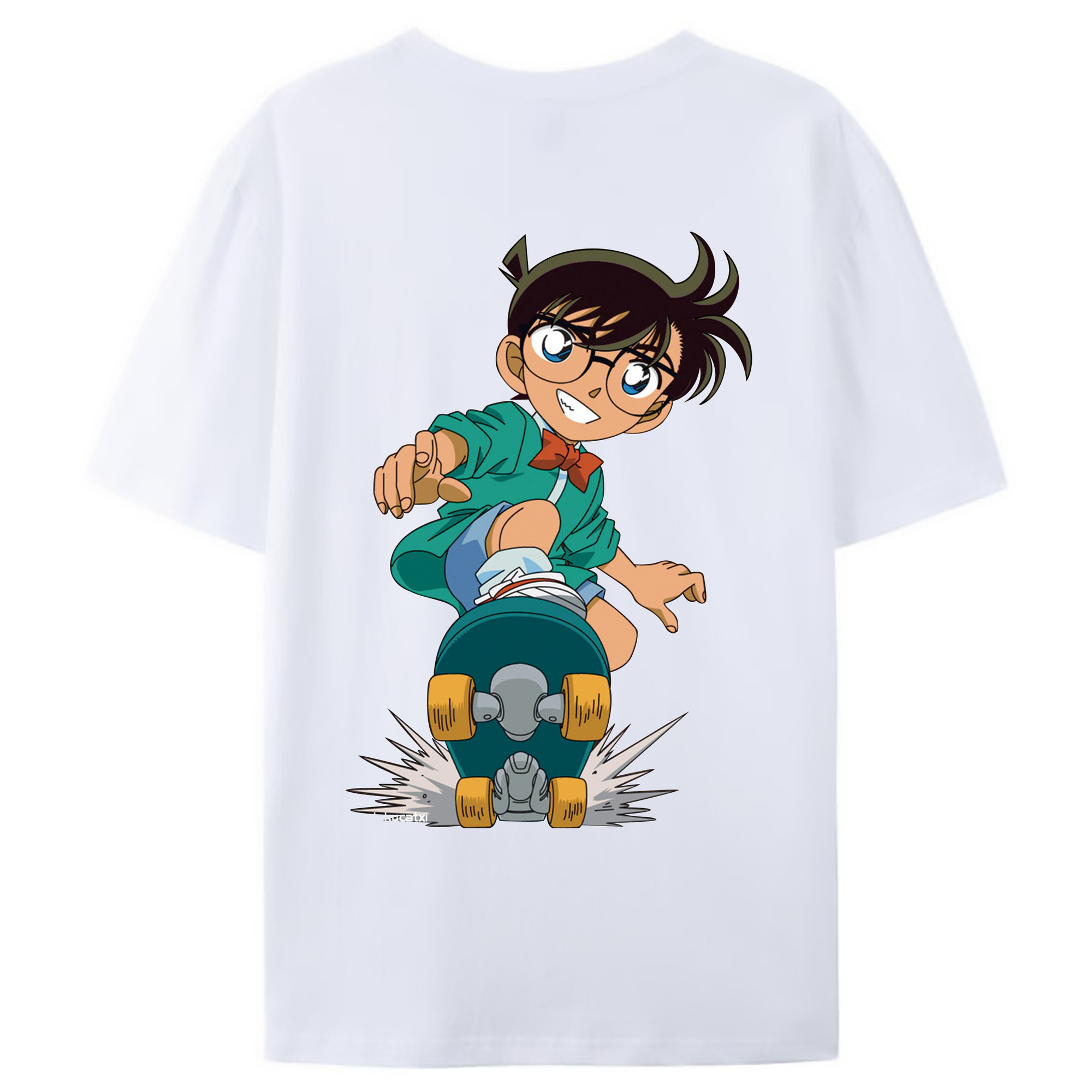 （画像用） 名探偵コナン 江戸川 コナン Detective Conan Conan Edogawa 綿100％ メンズ半袖Tシャツ（バックプリント） 通気性